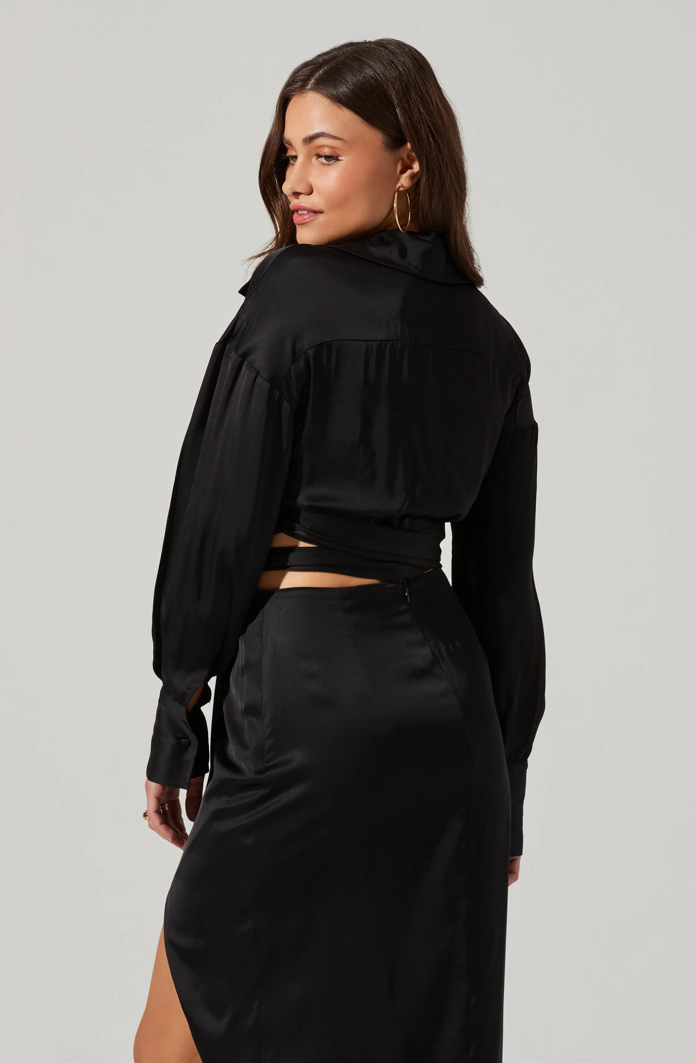 Loretta Satin Cropped Tie Waist Top sold by Astr product image thumbnail 5