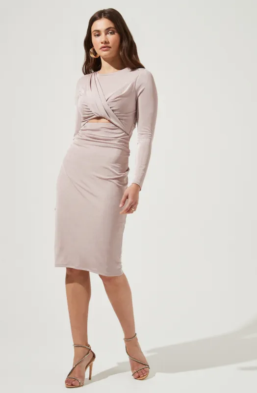 Long Sleeve Twist Front Dress sold by Astr