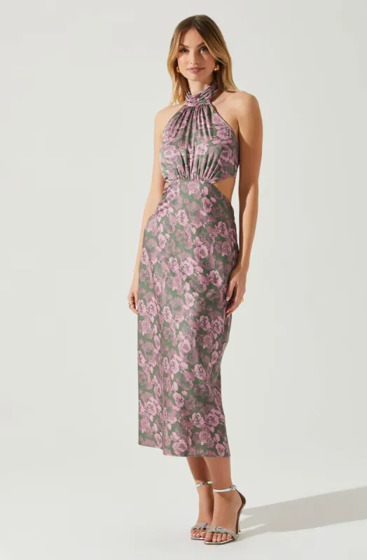 Ambretta Floral Halter Midi Dress sold by Astr