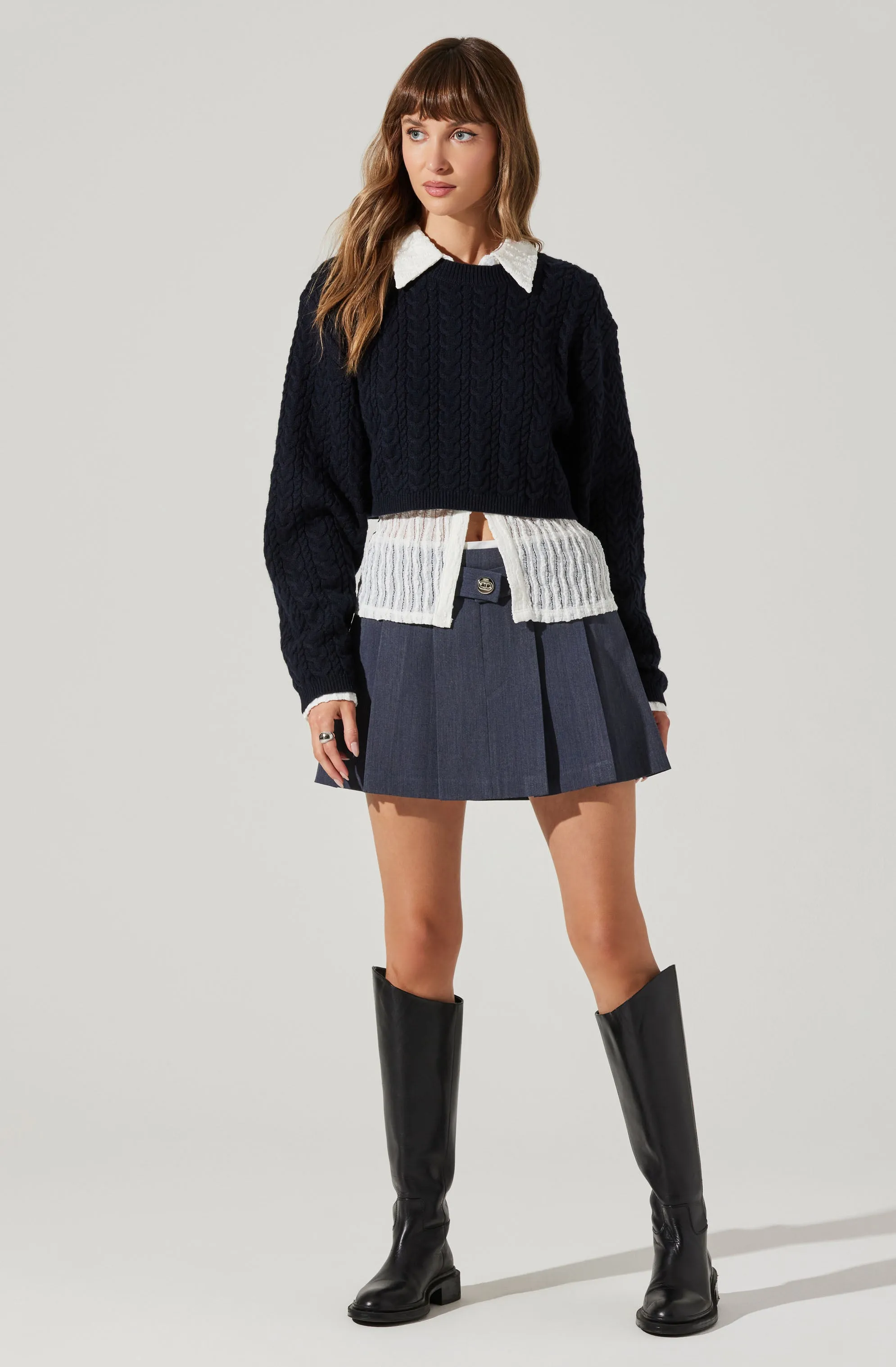 Jorah Cropped Cable Knit Sweater sold by Astr product image thumbnail 3
