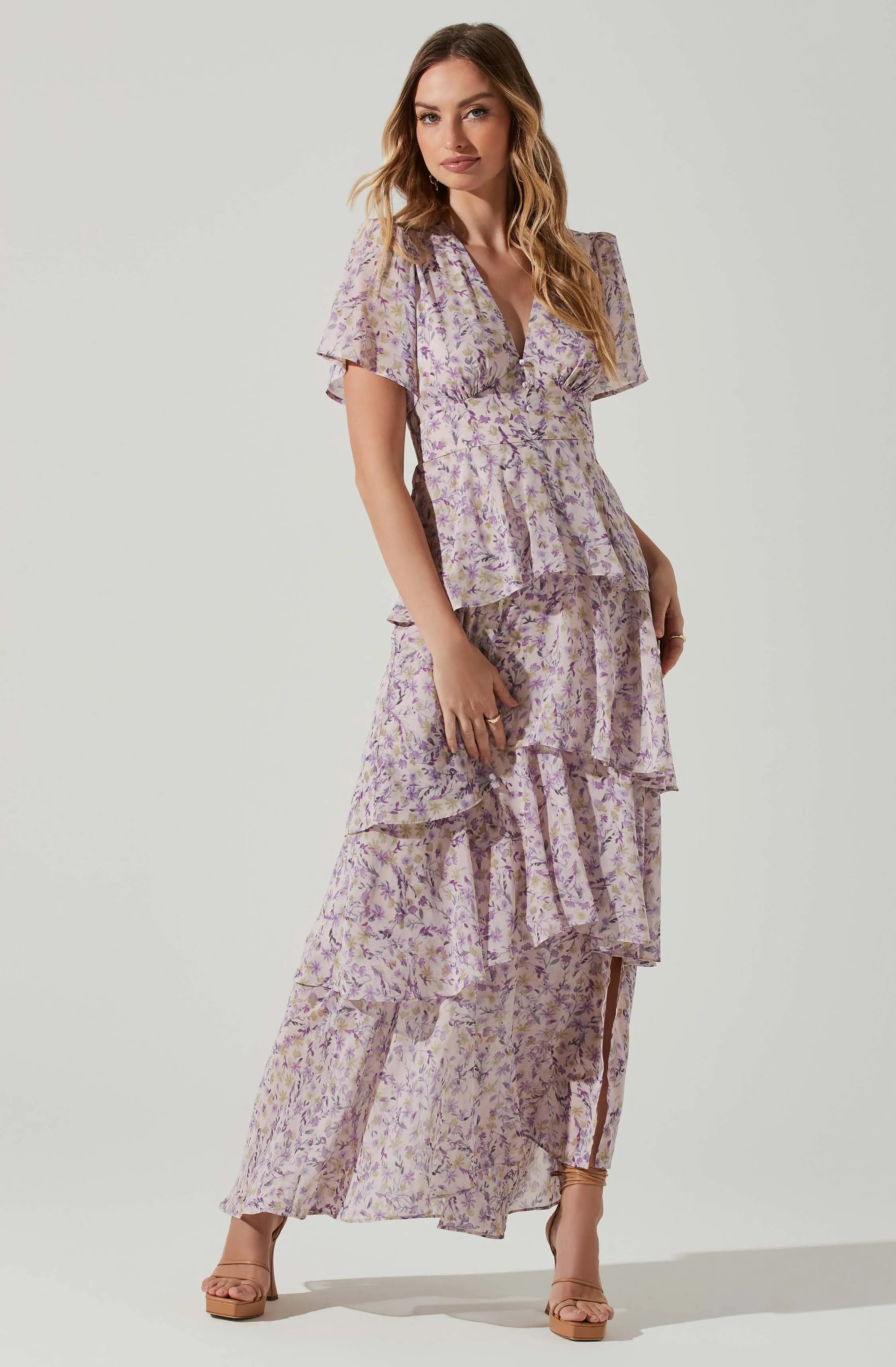 Tayla Floral Tiered Midi Dress sold by Astr