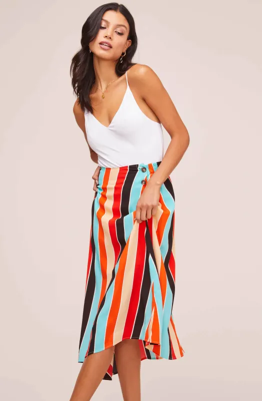 Monica Striped Midi Skirt sold by Astr