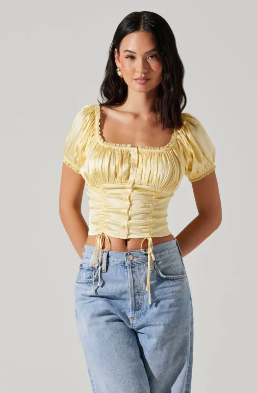 Prisca Pleated Satin Top sold by Astr