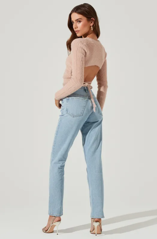 Back Cutout Tie Waist Sweater sold by Astr