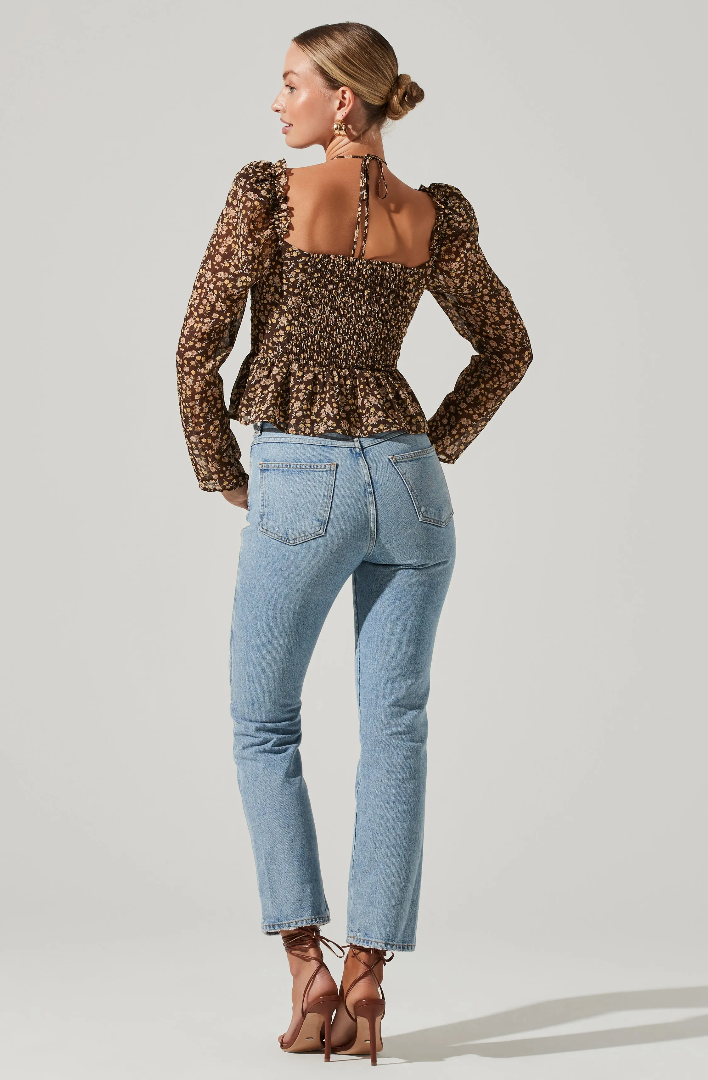 Toni Ruched Halter Long Sleeve Peplum Top sold by Astr product image thumbnail 4