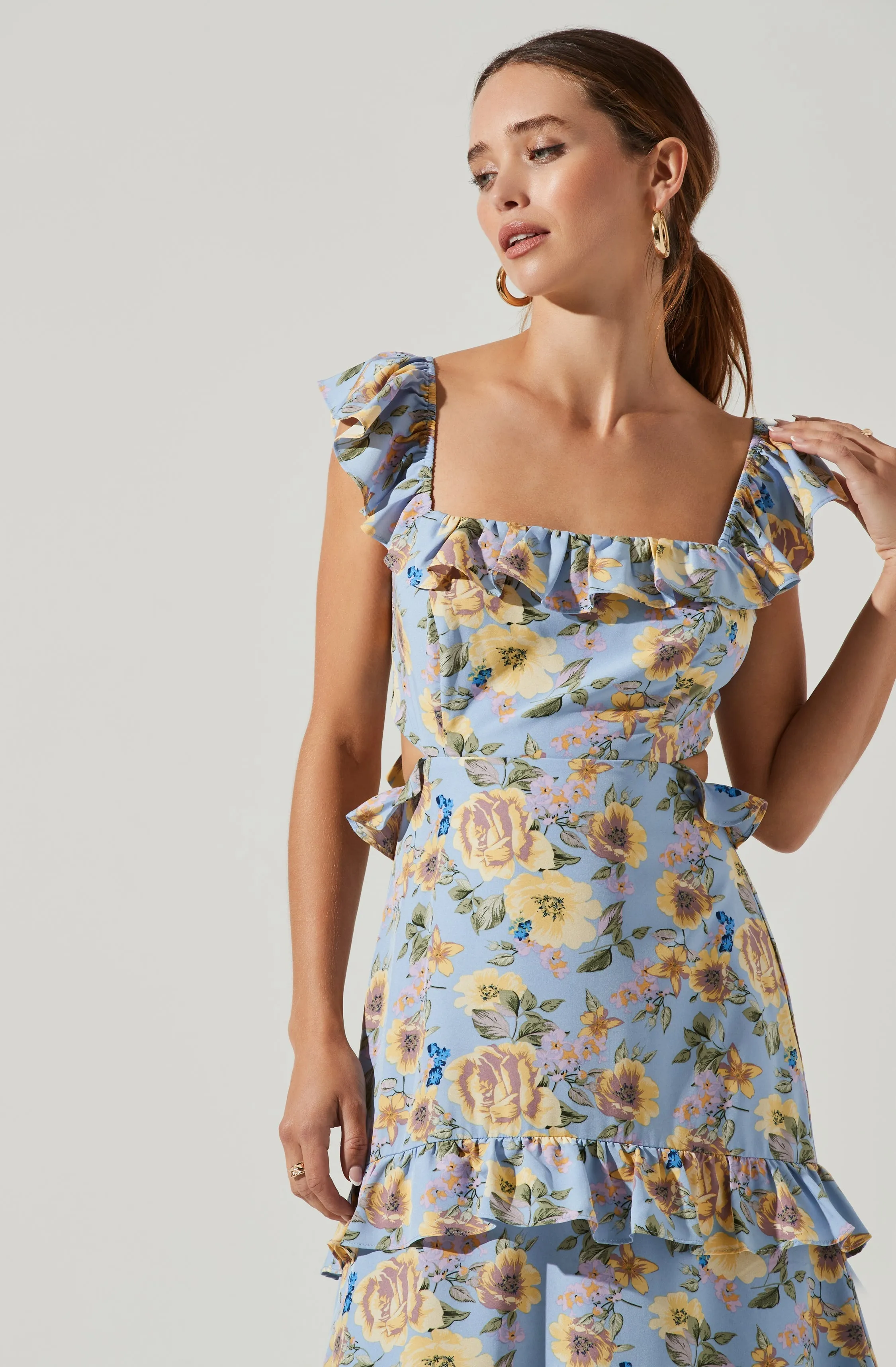 Lysette Floral Ruffle Cutout Maxi Dress sold by Astr product image thumbnail 2