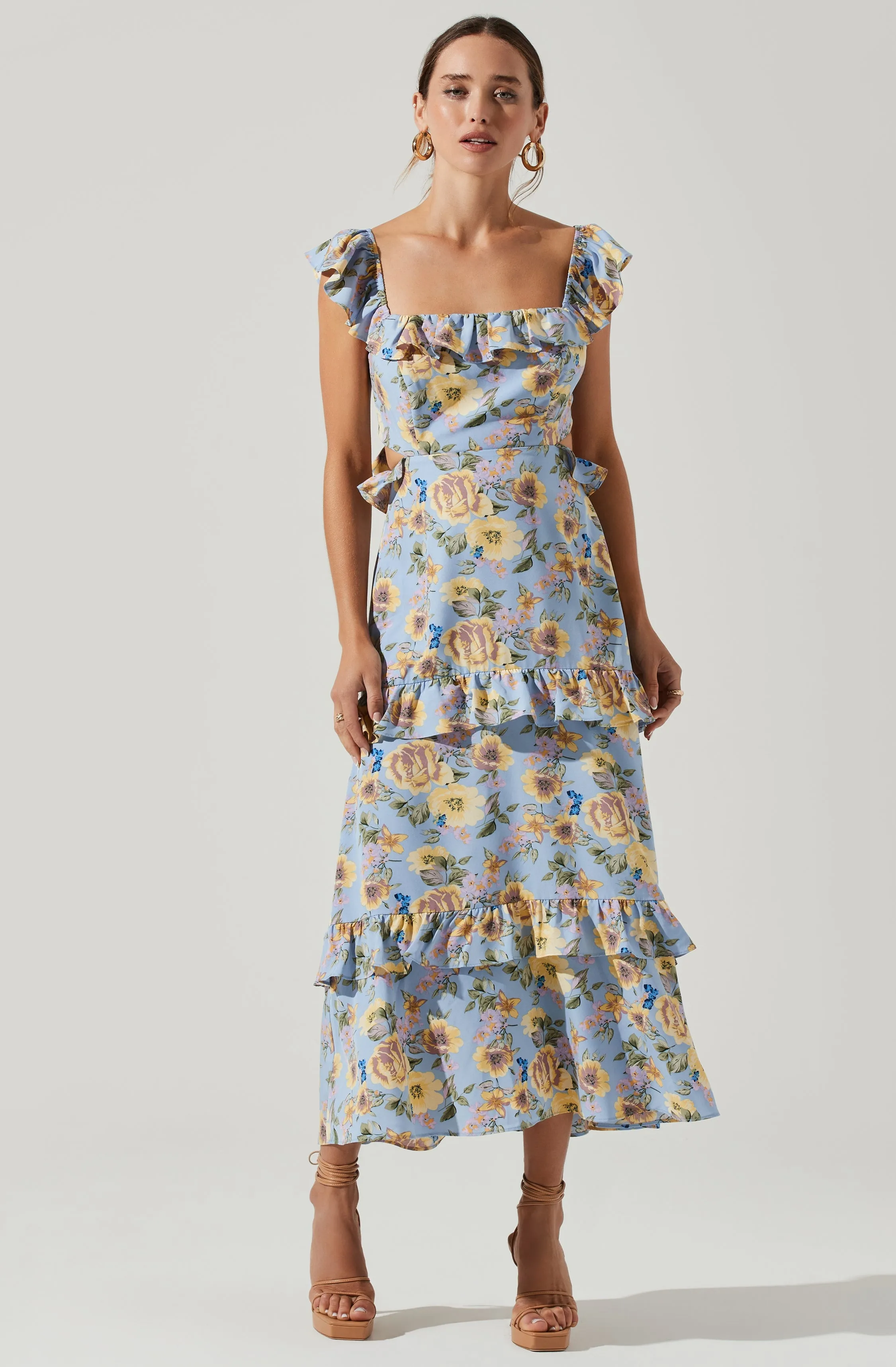 Lysette Floral Ruffle Cutout Maxi Dress sold by Astr product image thumbnail 3