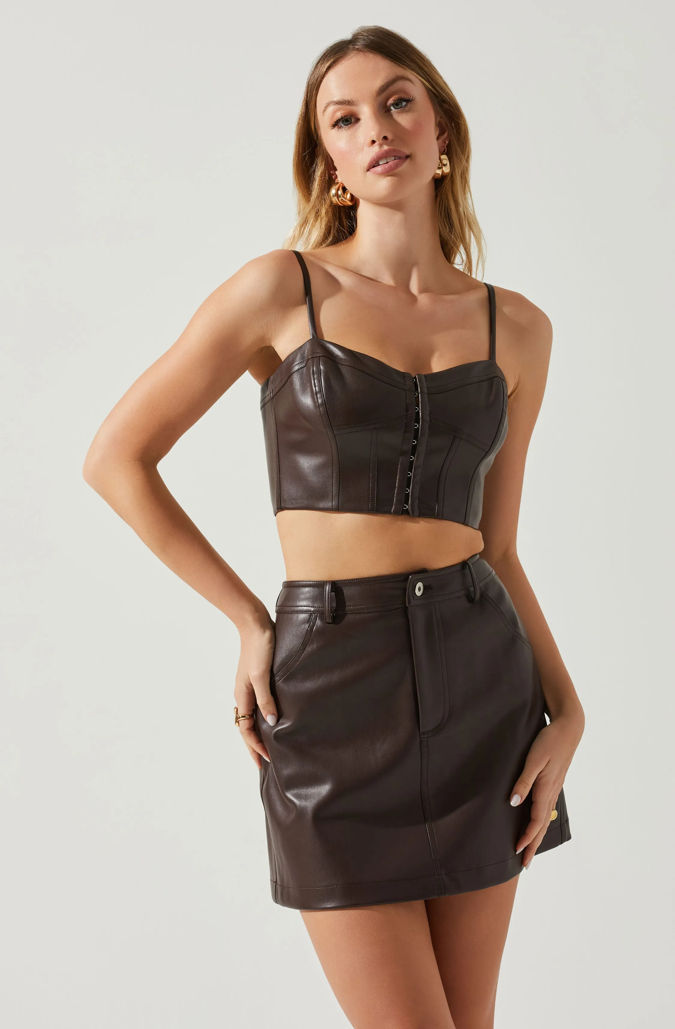 Ezra Faux Leather Corset Crop Top sold by Astr product image thumbnail 3