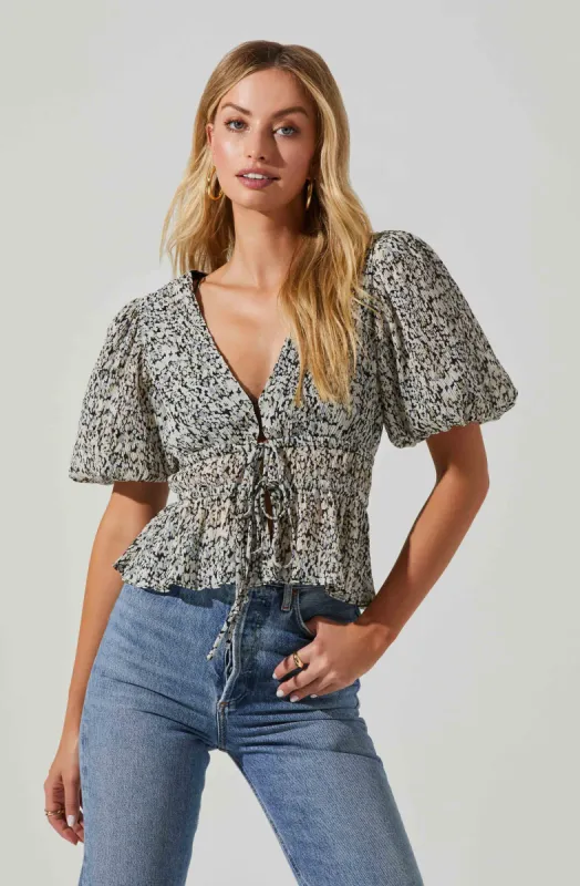 Alexis Floral Ruched Short Sleeve Top sold by Astr