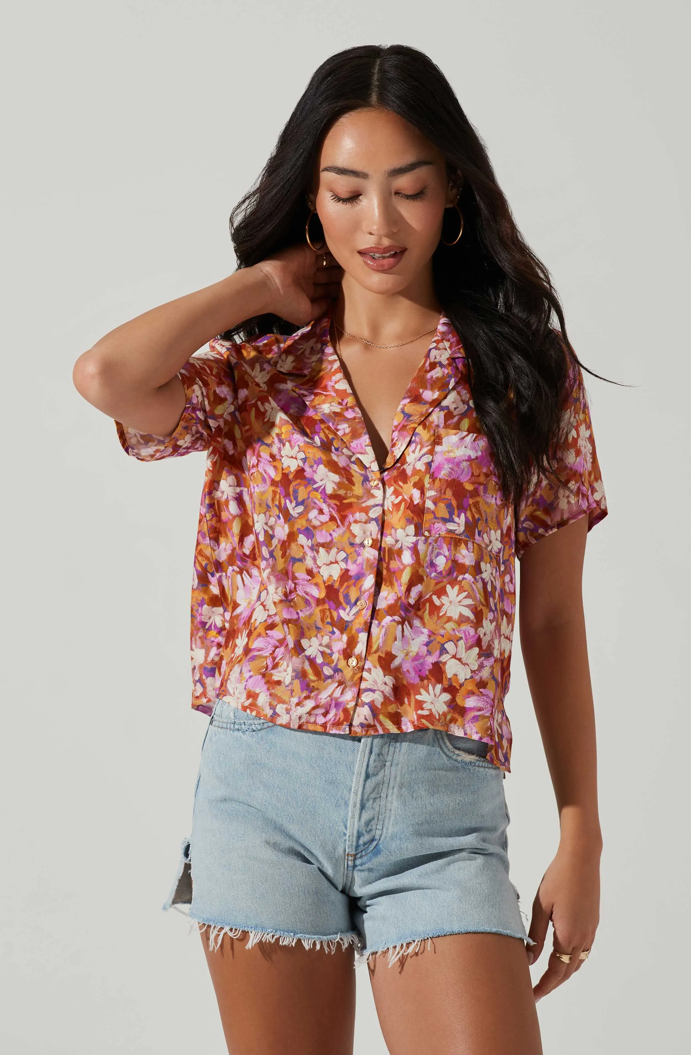 Tourist Floral Print Button Down Top sold by Astr product image thumbnail 4