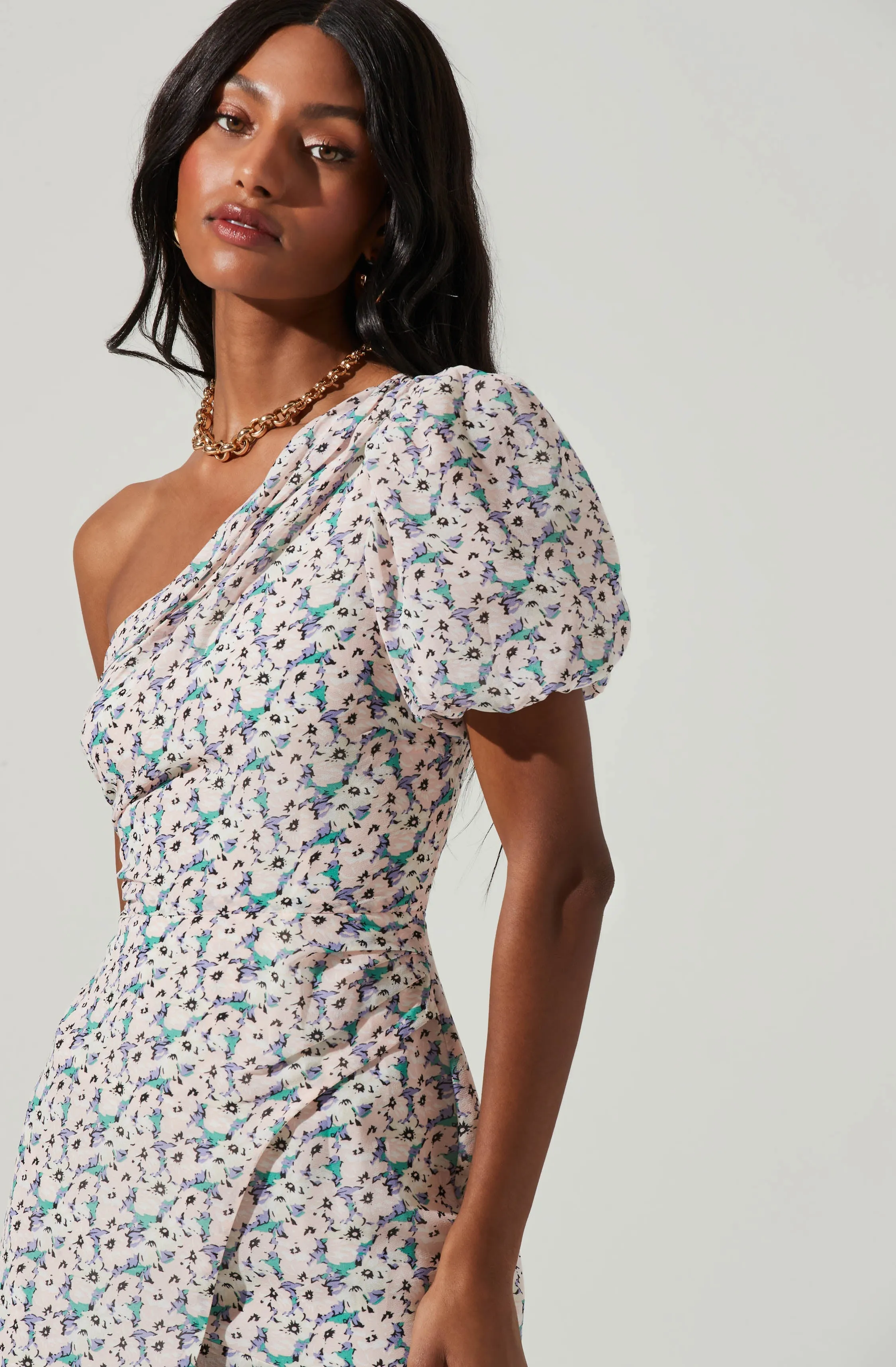 Santorini Floral One Shoulder Midi Dress sold by Astr product image thumbnail 3