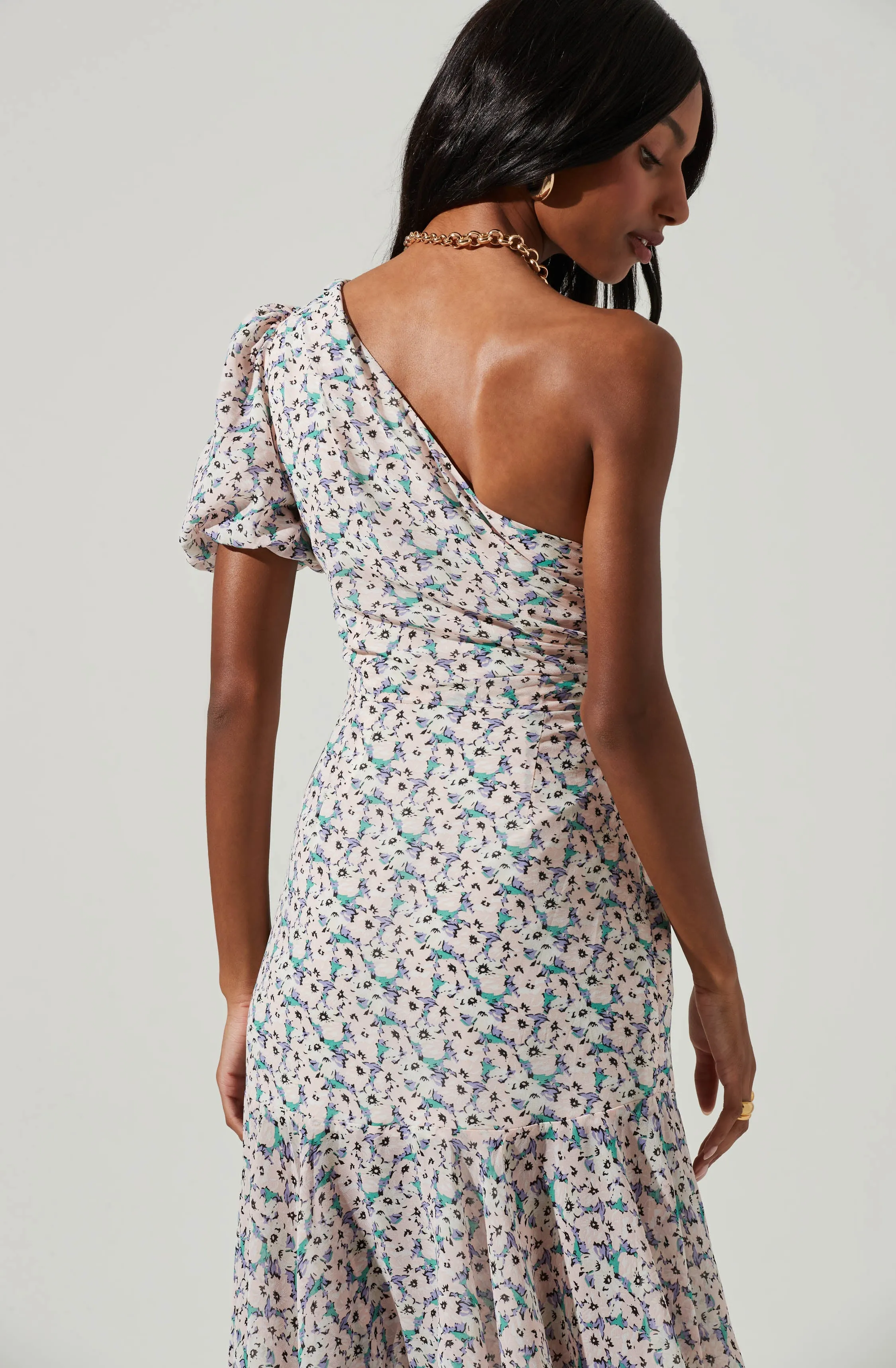 Santorini Floral One Shoulder Midi Dress sold by Astr product image thumbnail 4