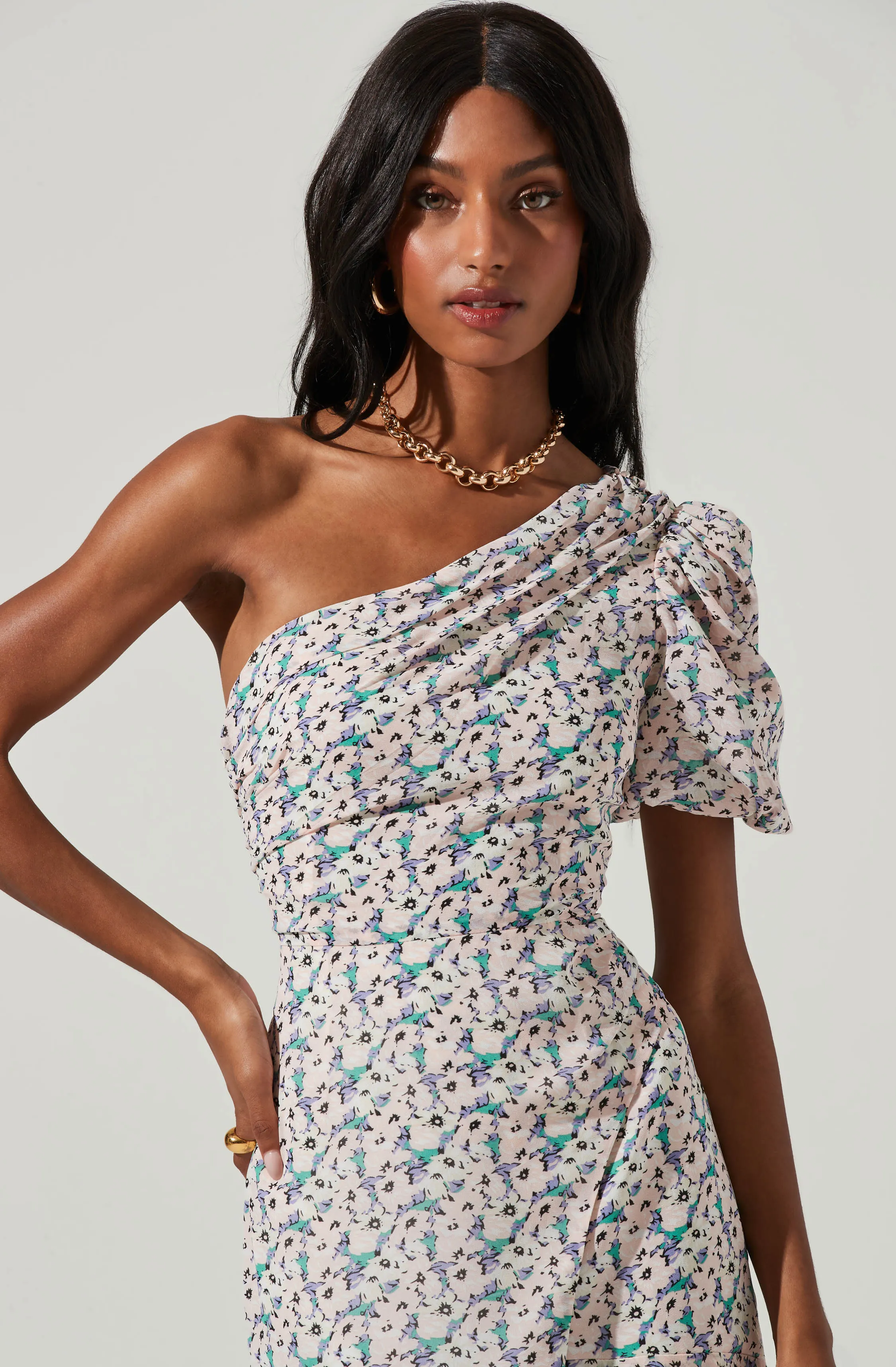 Santorini Floral One Shoulder Midi Dress sold by Astr product image thumbnail 2