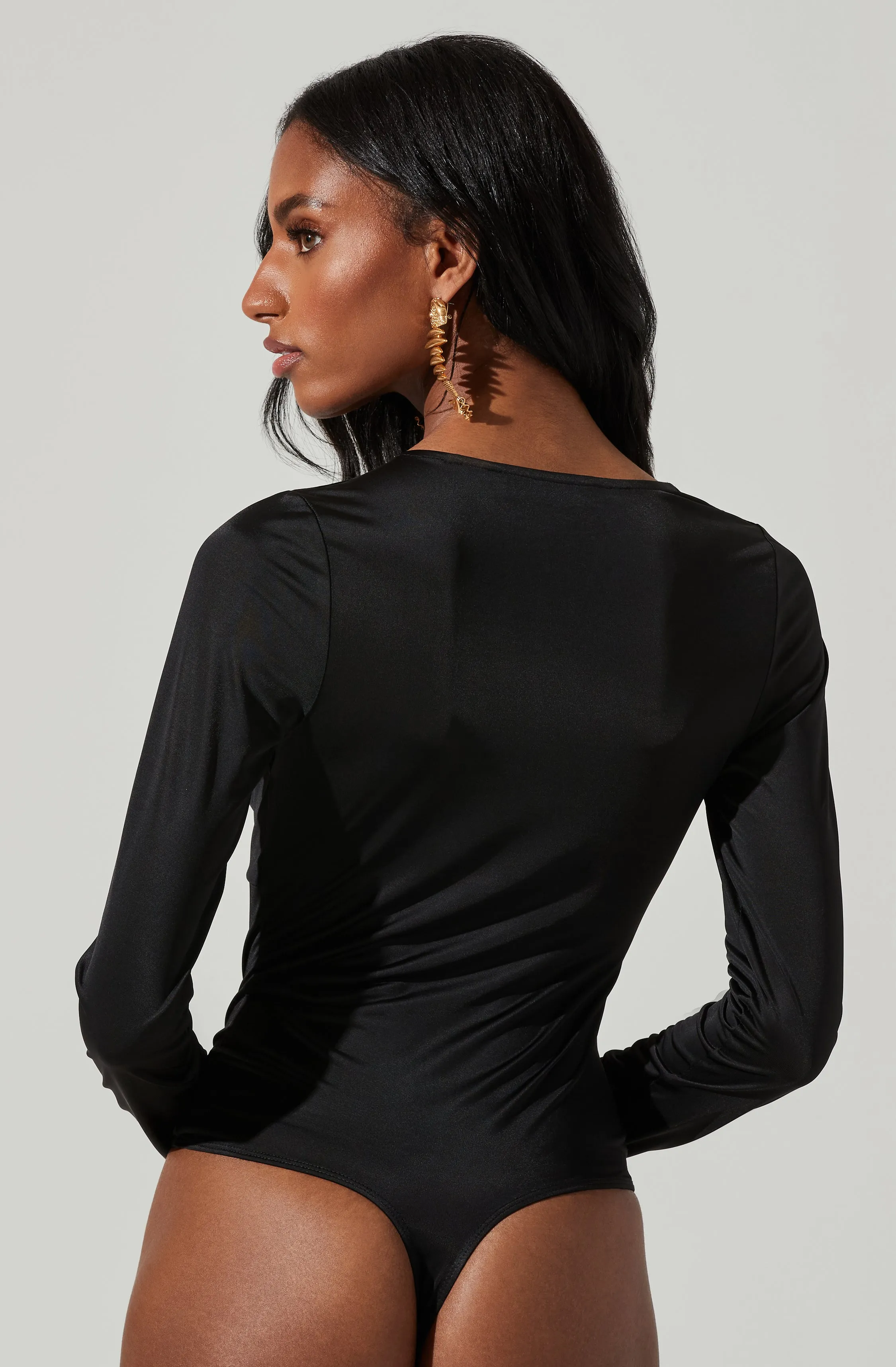 Lauren Satin Cutout Long Sleeve Bodysuit sold by Astr product image thumbnail 4