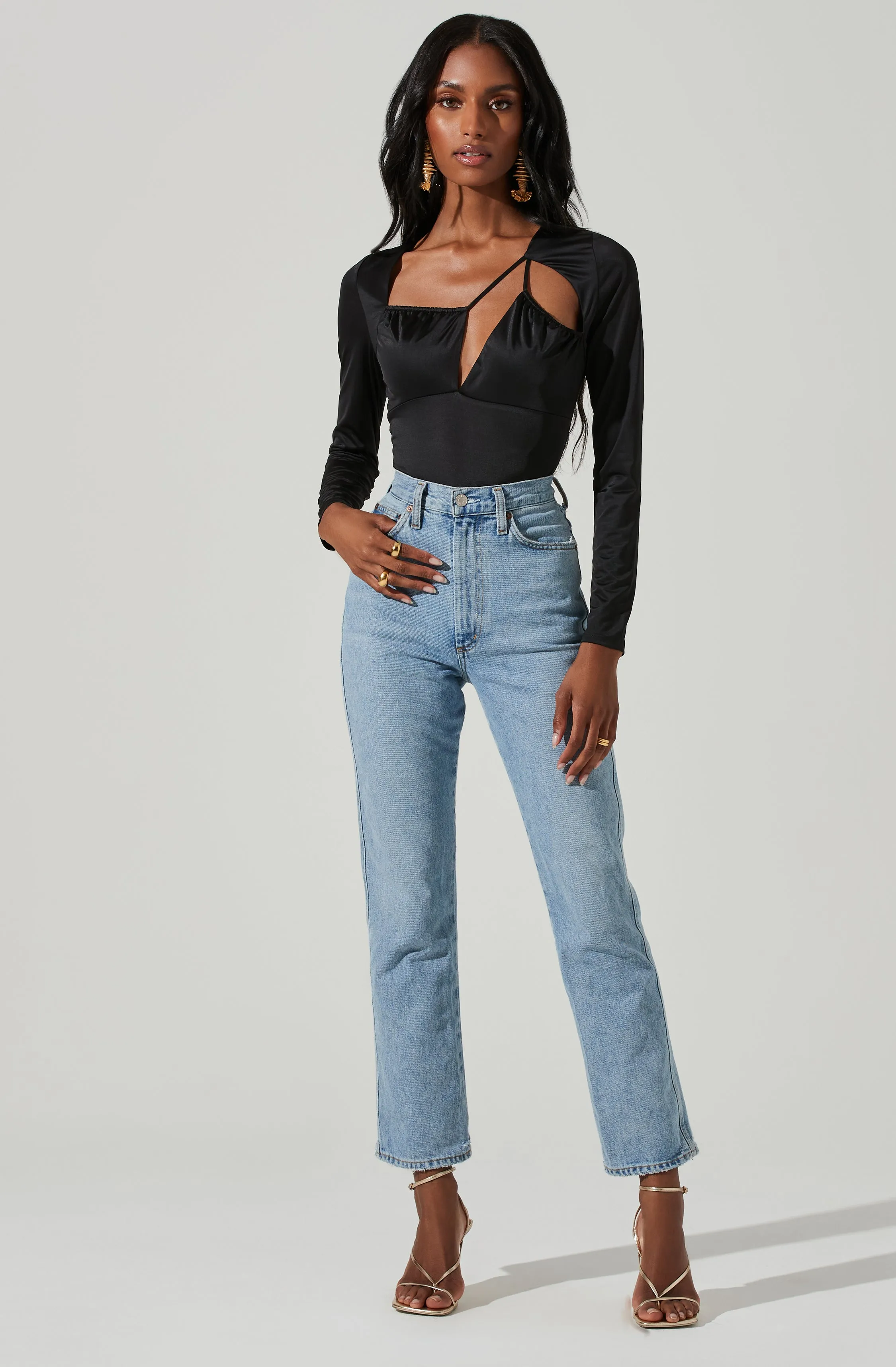 Lauren Satin Cutout Long Sleeve Bodysuit sold by Astr product image thumbnail 2