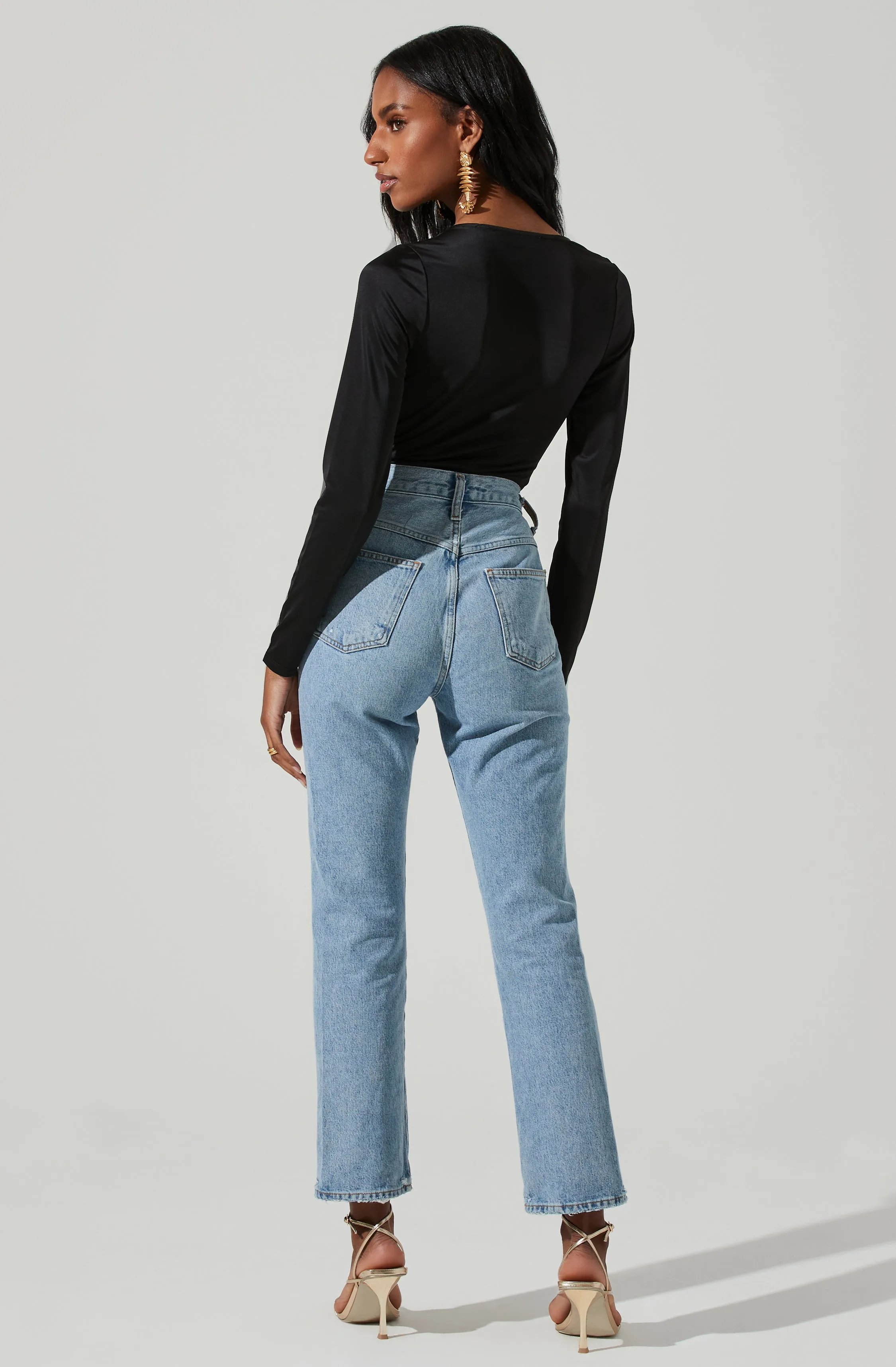 Lauren Satin Cutout Long Sleeve Bodysuit sold by Astr product image thumbnail 5