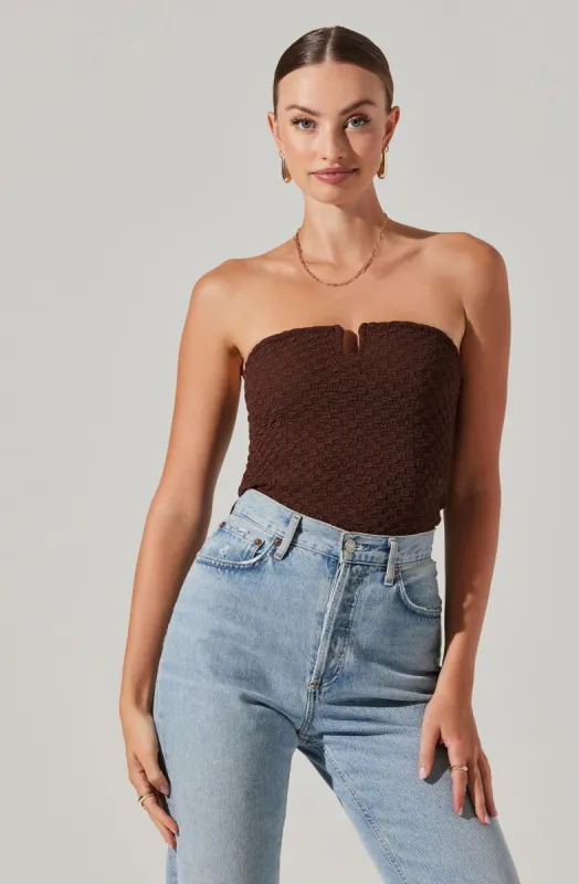 Kenya Textured Strapless Top made by Astr