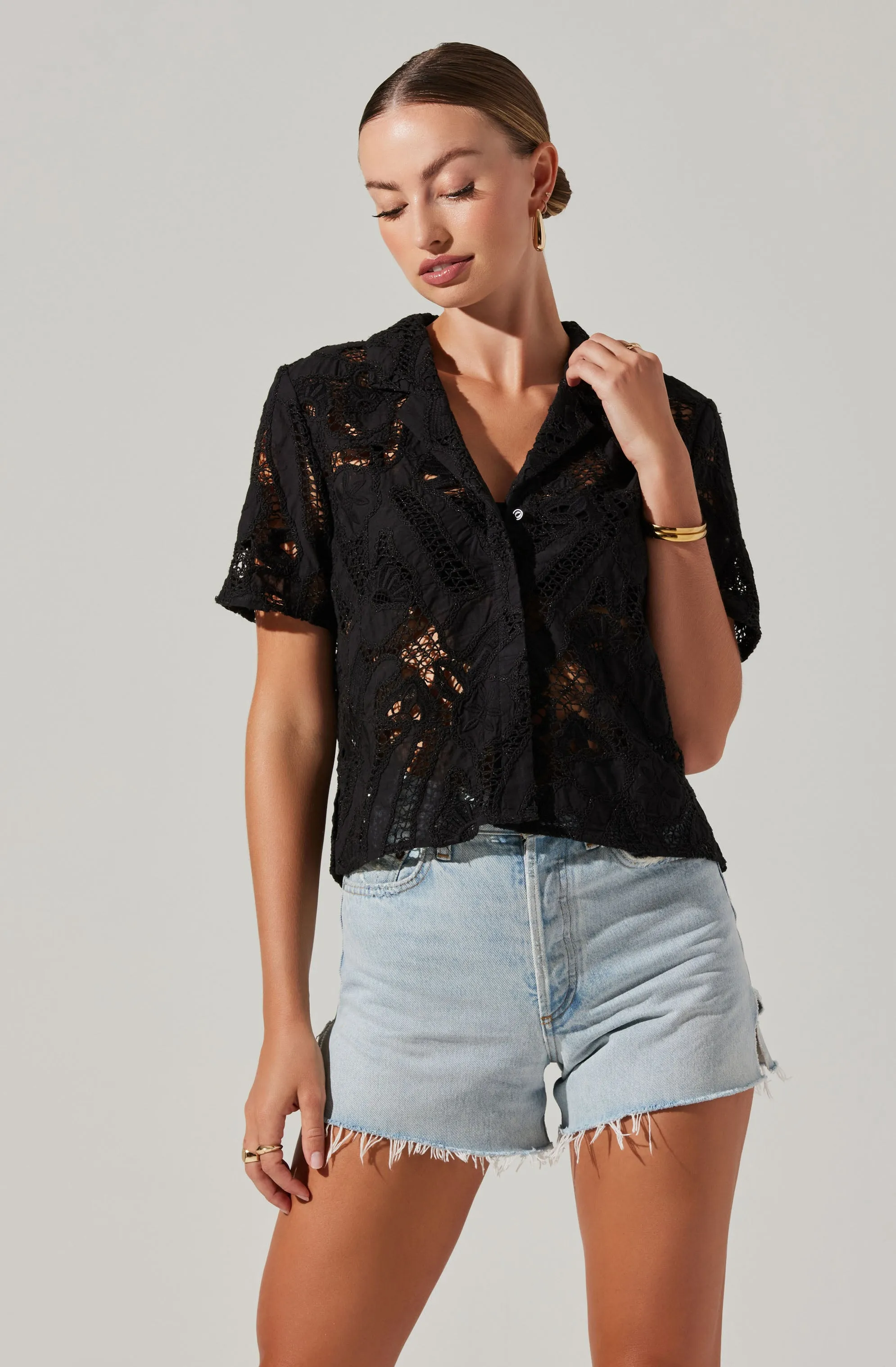 Tourist Lace Short Sleeve Top sold by Astr