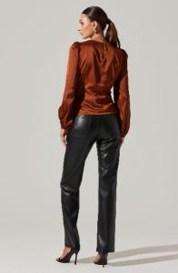 Long Sleeve Center Pleat Puff Sleeve Top sold by Astr