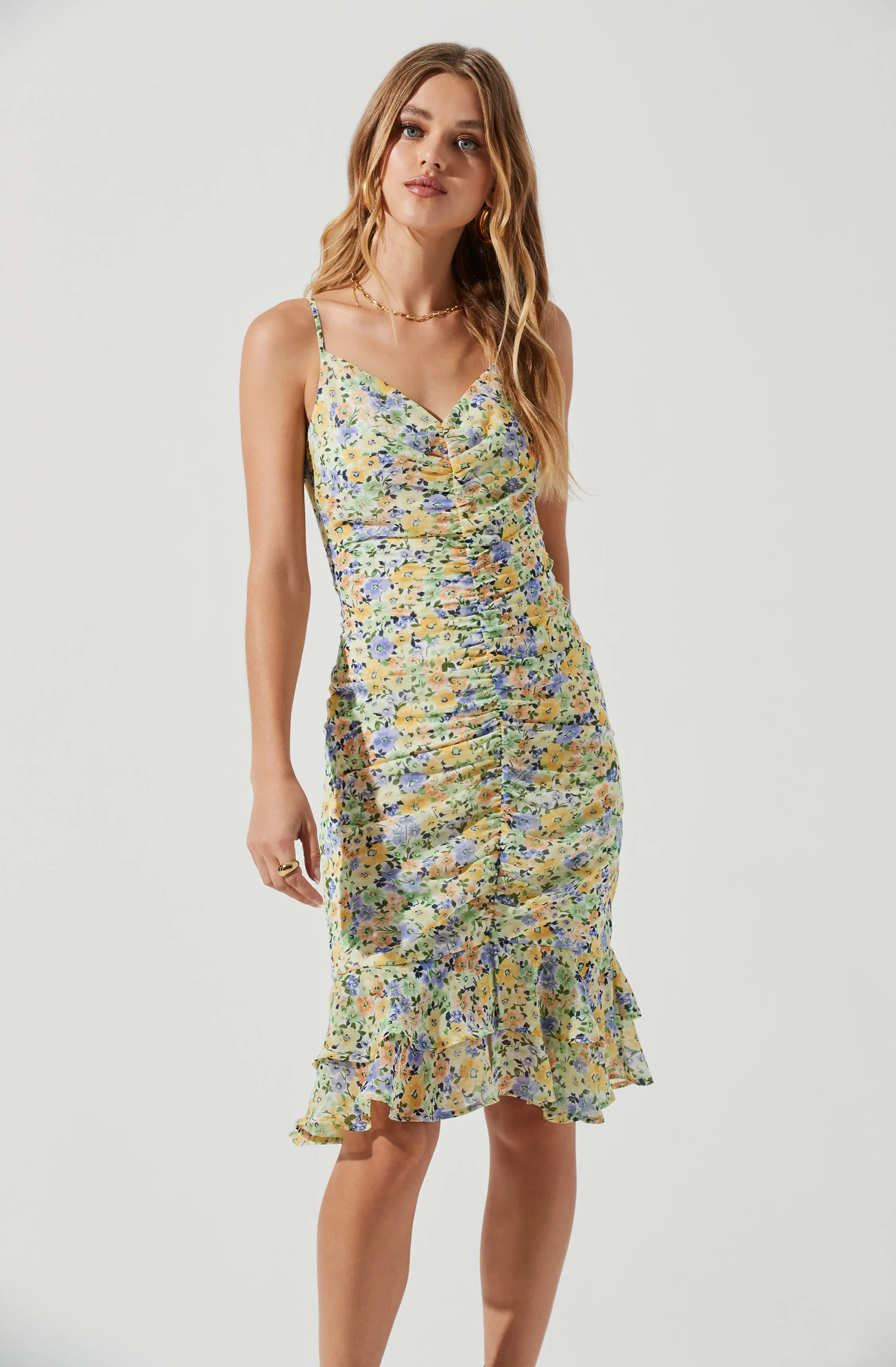 Tawny Floral Ruched Midi Dress sold by Astr product image thumbnail 4