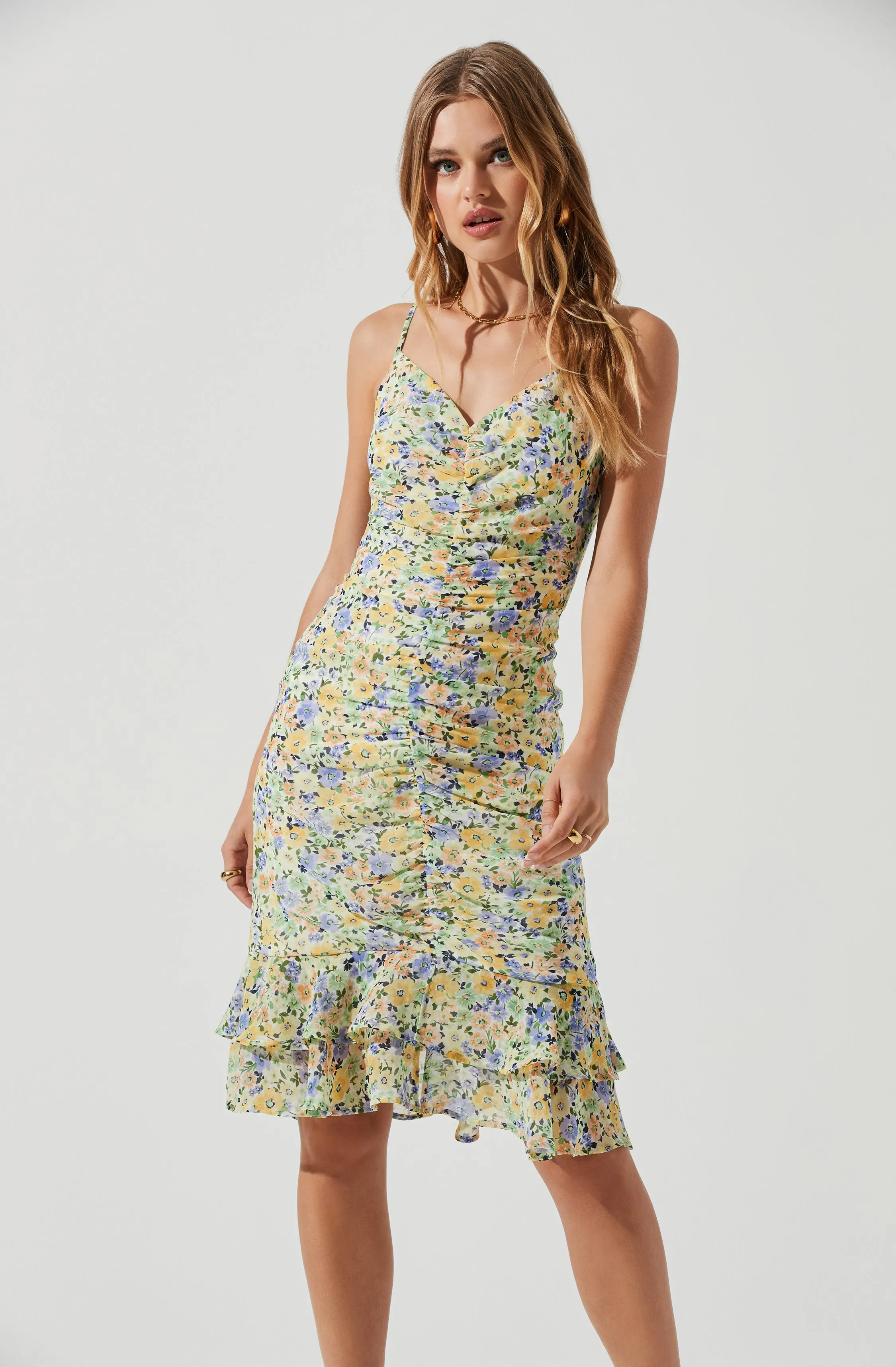 Tawny Floral Ruched Midi Dress sold by Astr product image thumbnail 2