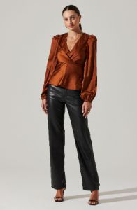 Long Sleeve Center Pleat Puff Sleeve Top sold by Astr
