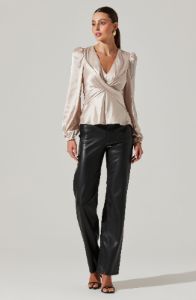 Long Sleeve Center Pleat Puff Sleeve Top sold by Astr
