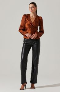 Long Sleeve Center Pleat Puff Sleeve Top sold by Astr