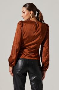 Long Sleeve Center Pleat Puff Sleeve Top sold by Astr