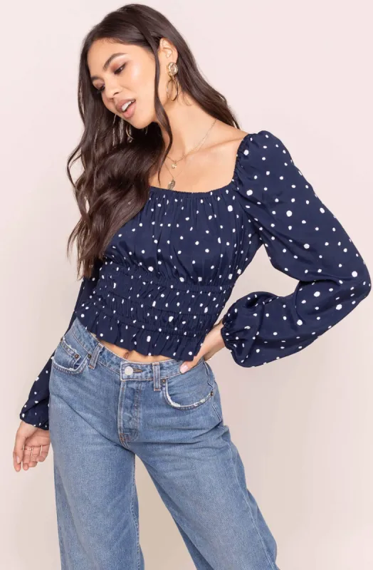 Long Sleeve Square Neck Smocked Top sold by Astr