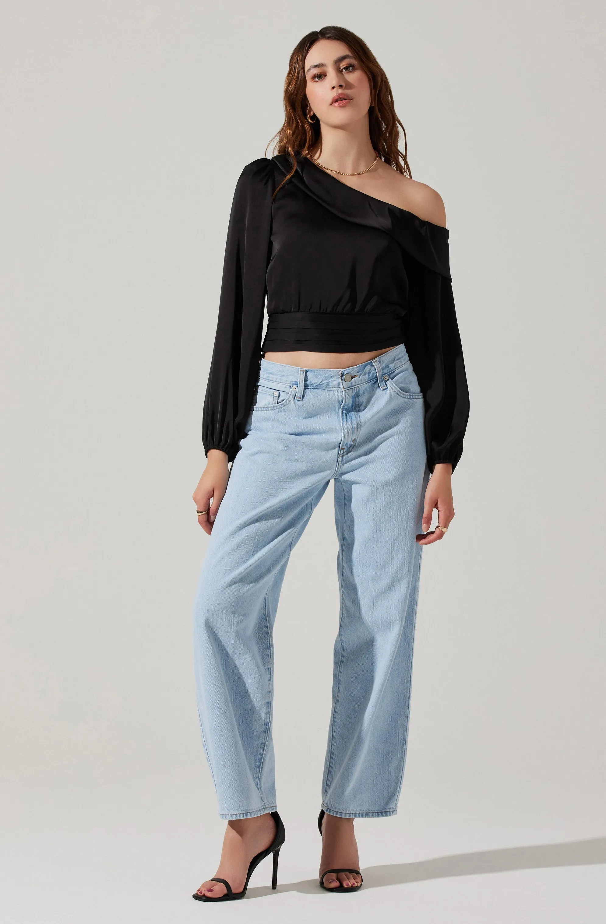 Asymmetrical Cinched Waist Long Sleeve Top sold by Astr product image thumbnail 3