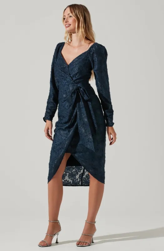 Terese Floral Burnout Tie Waist Midi Dress made by Astr