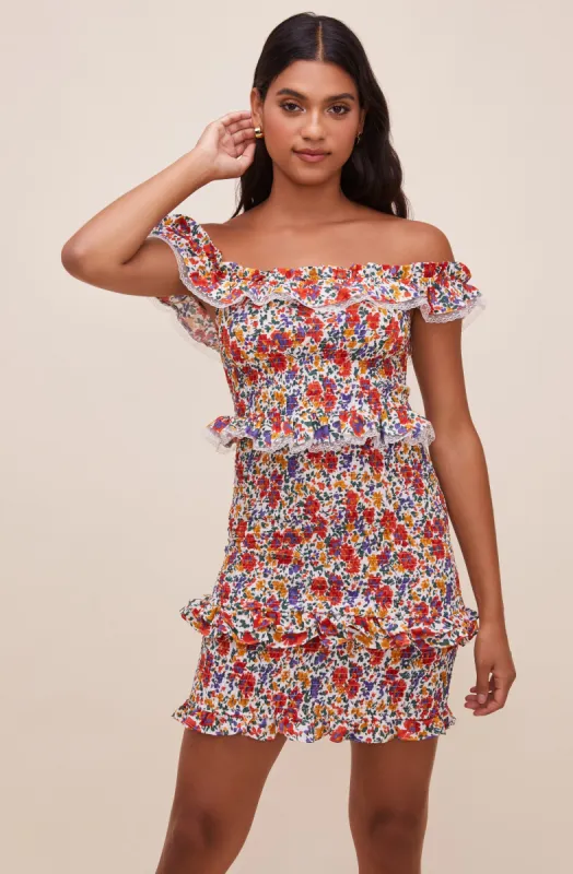 Isabel Off Shoulder Floral Dress sold by Astr