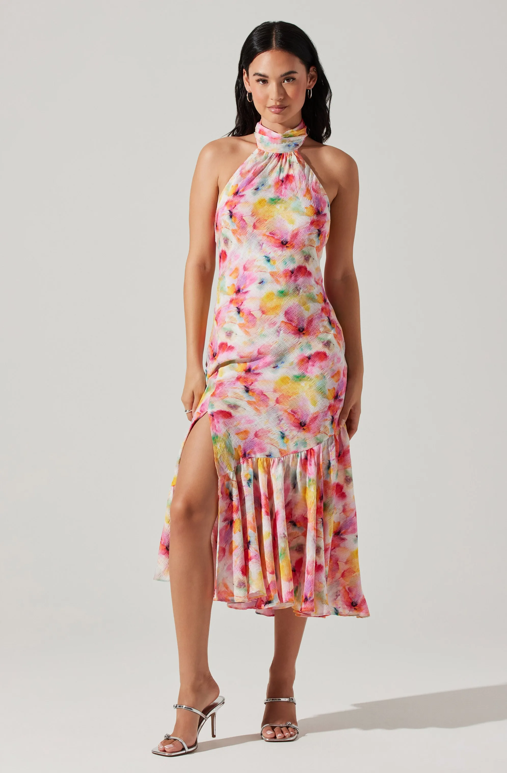 Caspia Floral Halter Neck Dress sold by Astr