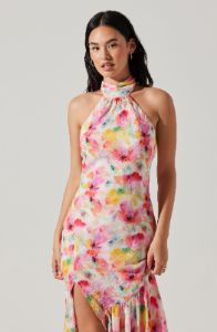Caspia Floral Print Halter Neck Dress sold by Astr