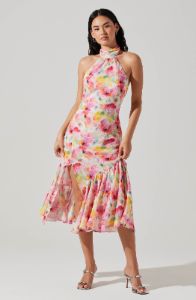 Caspia Floral Print Halter Neck Dress sold by Astr