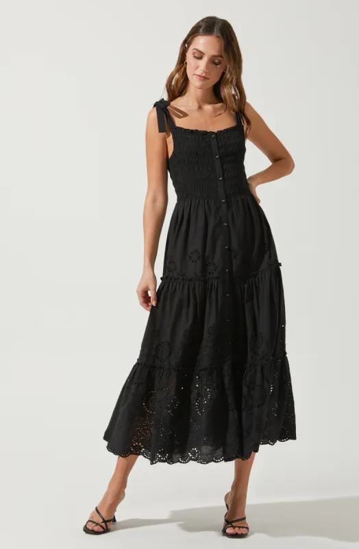 Dita Smocked Midi Dress sold by Astr