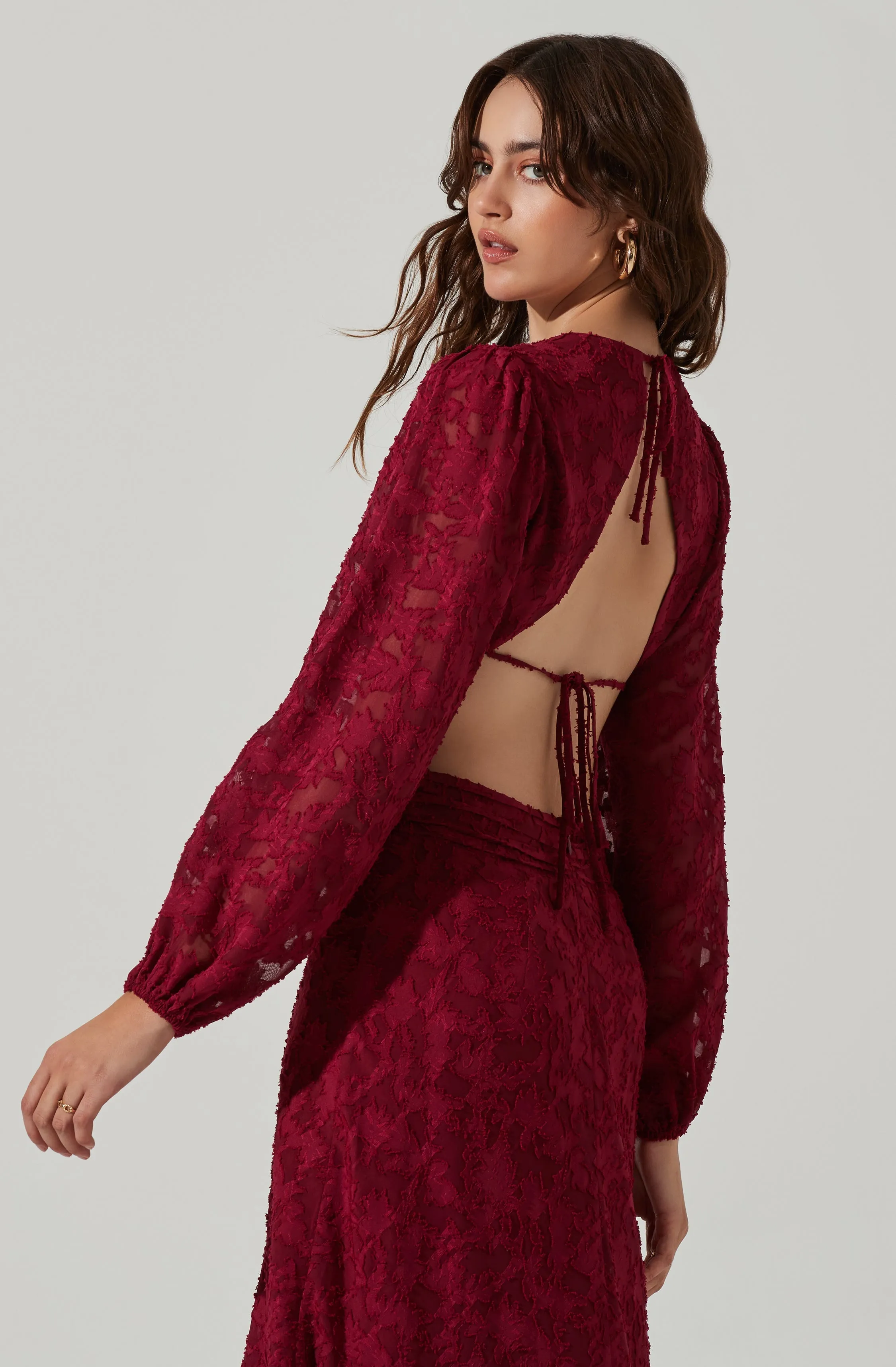 Burnout Long Sleeve Cutout Midi Dress sold by Astr product image thumbnail 3