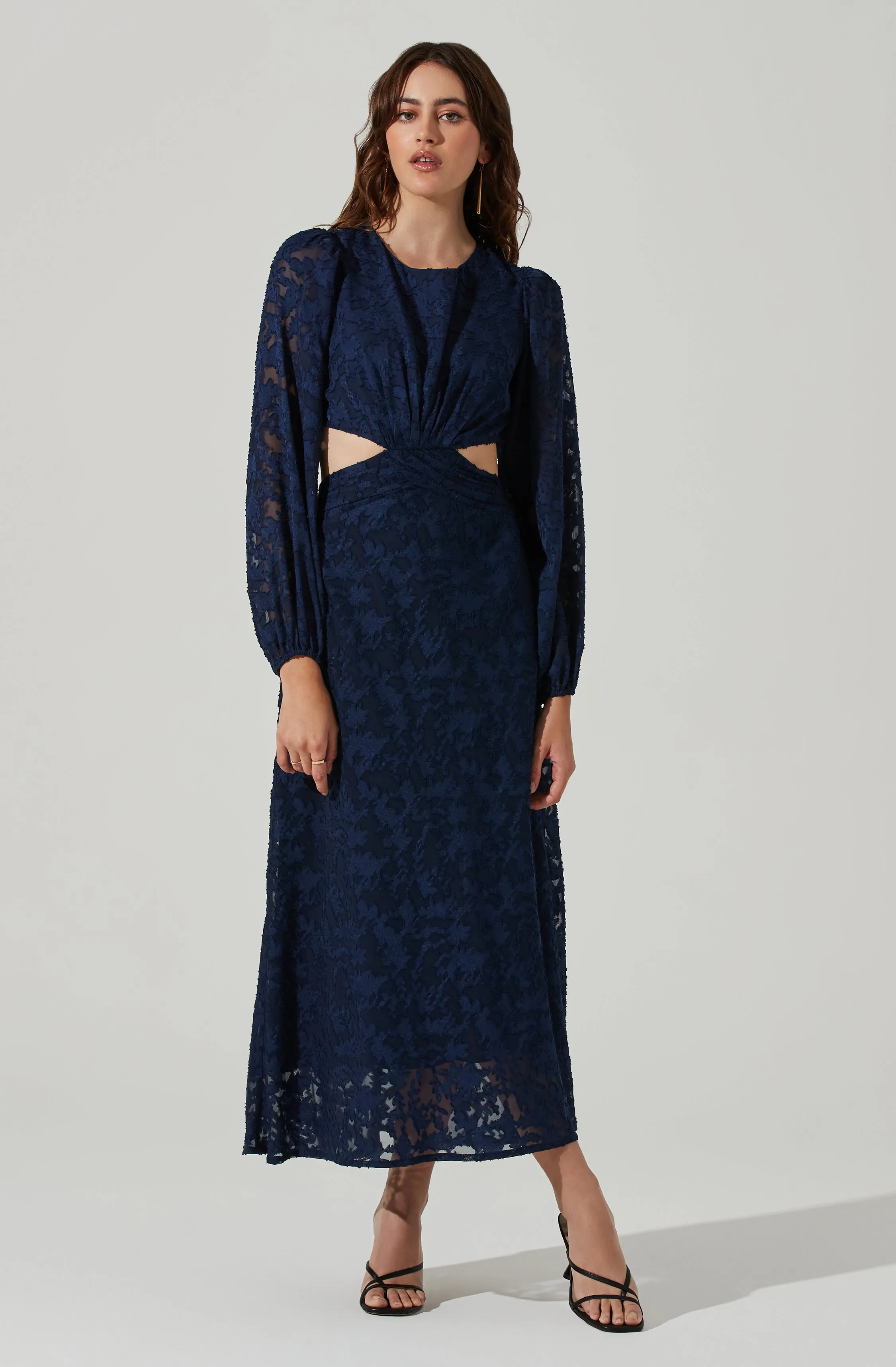 Burnout Long Sleeve Cutout Midi Dress sold by Astr product image thumbnail 5