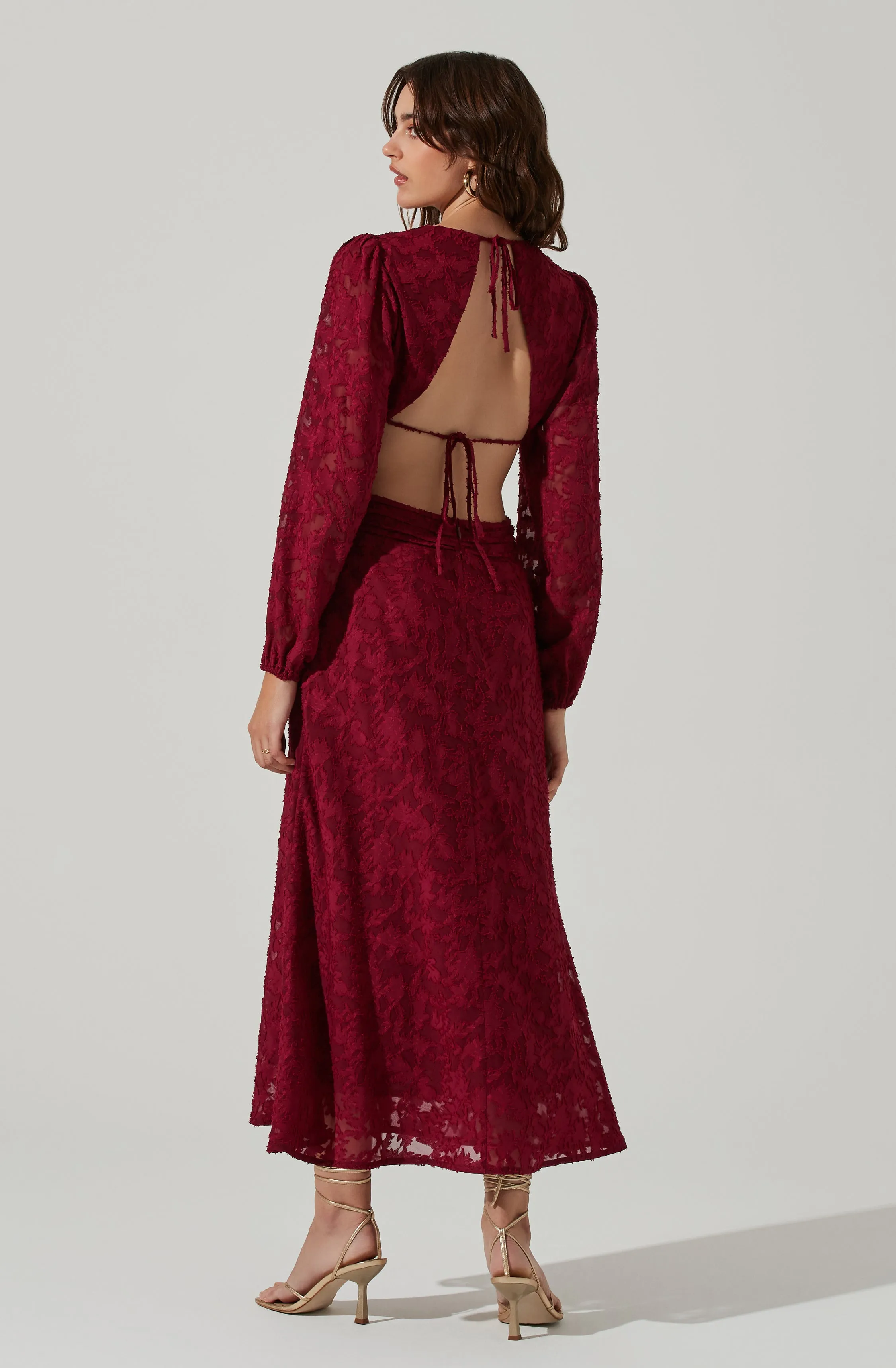 Burnout Long Sleeve Cutout Midi Dress sold by Astr product image thumbnail 4