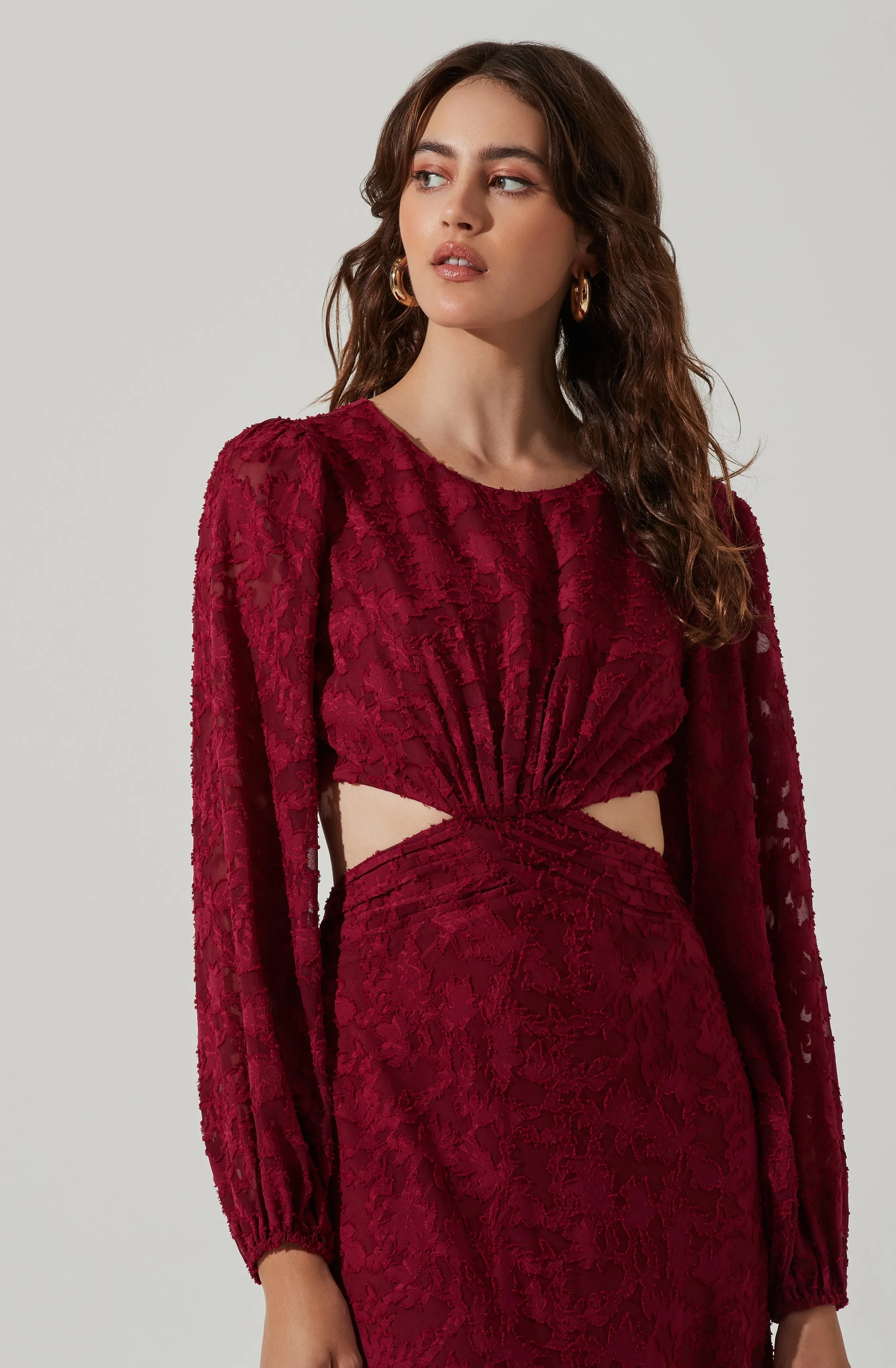 Burnout Long Sleeve Cutout Midi Dress sold by Astr product image thumbnail 2