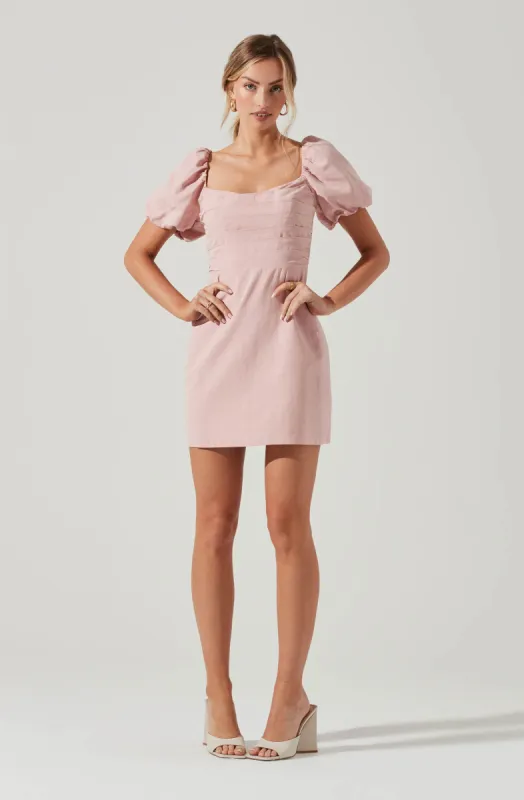 Linen Pleat Front Mini Dress sold by Astr