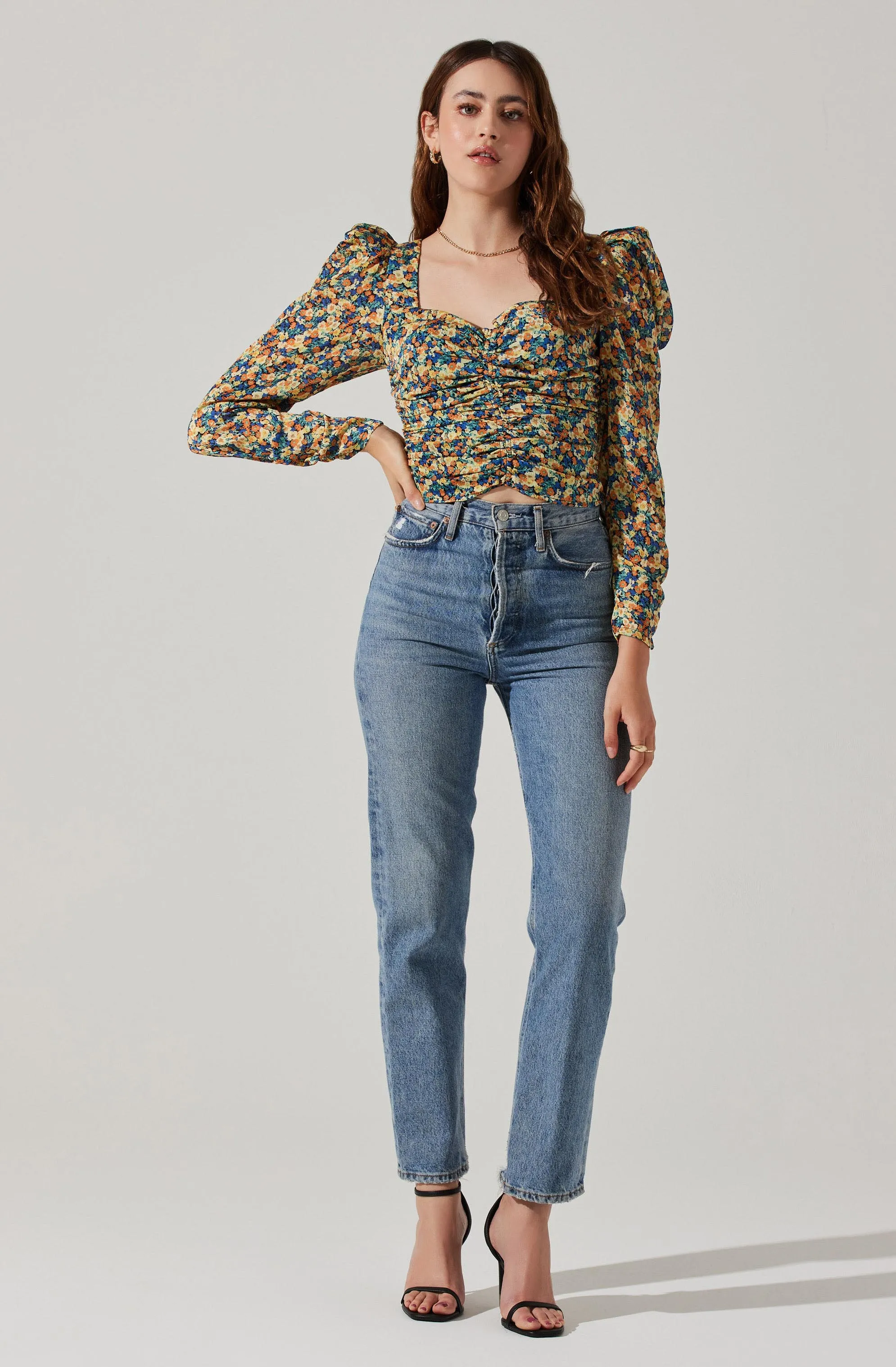 Long Sleeve Floral Ruched Top sold by Astr product image thumbnail 4