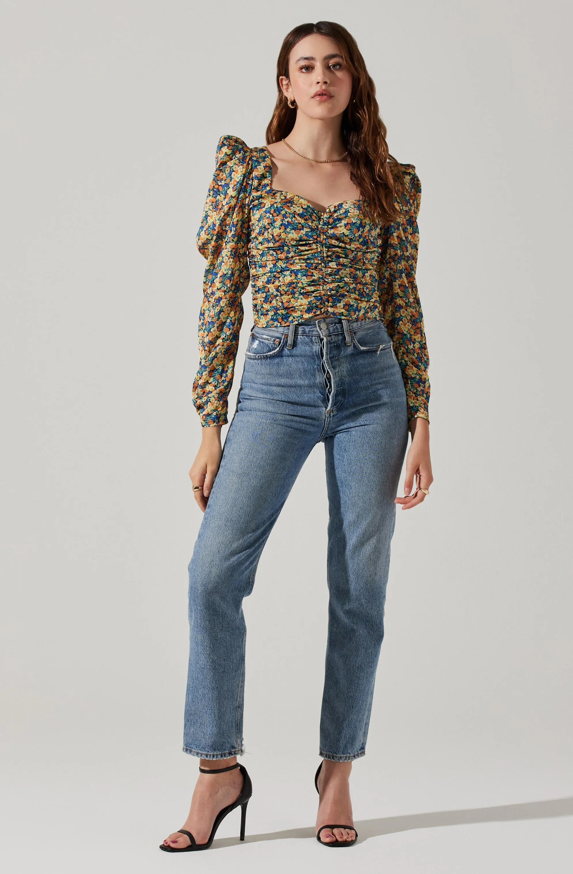 Long Sleeve Floral Ruched Top sold by Astr product image thumbnail 2