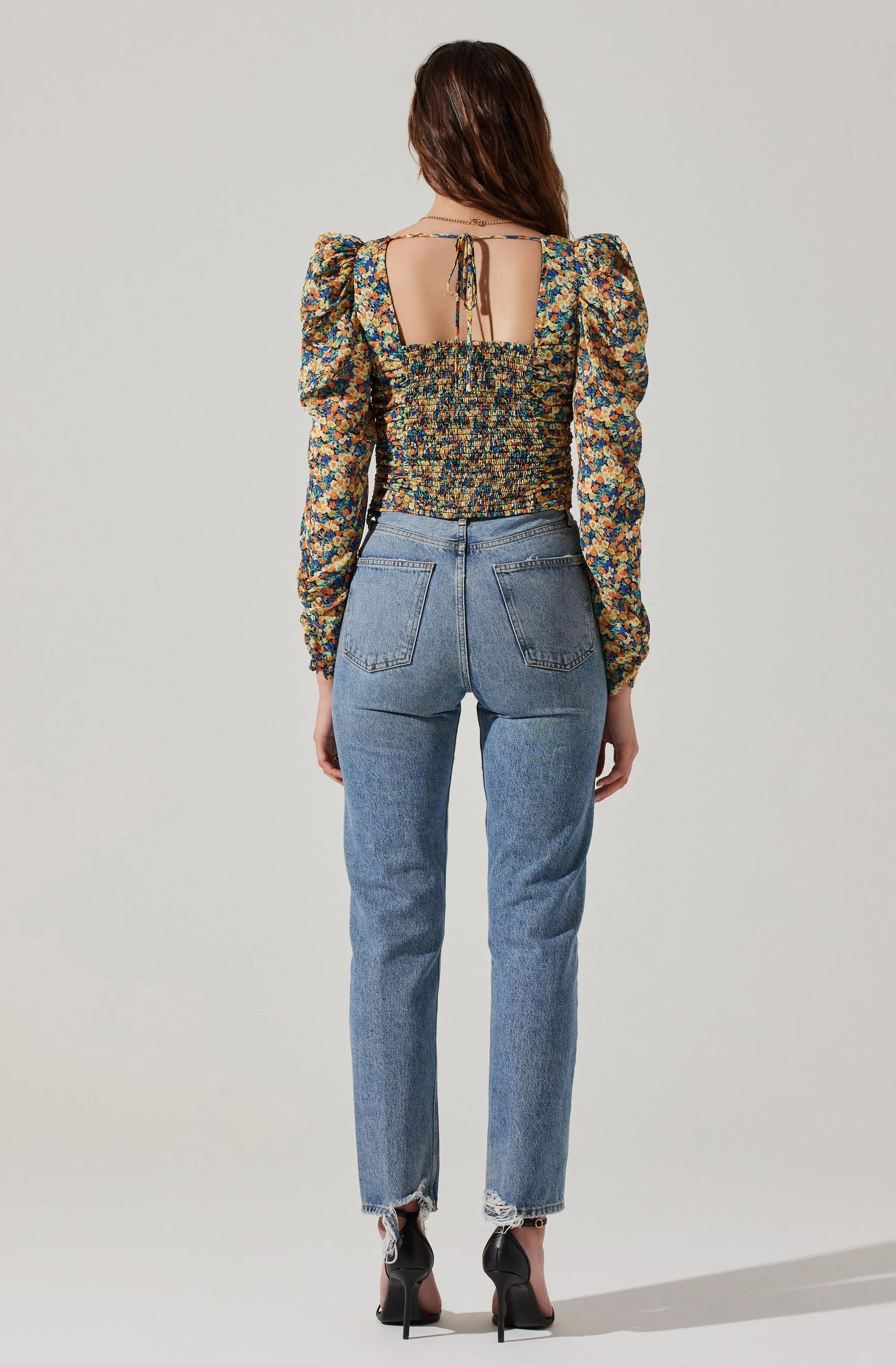 Long Sleeve Floral Ruched Top sold by Astr product image thumbnail 5