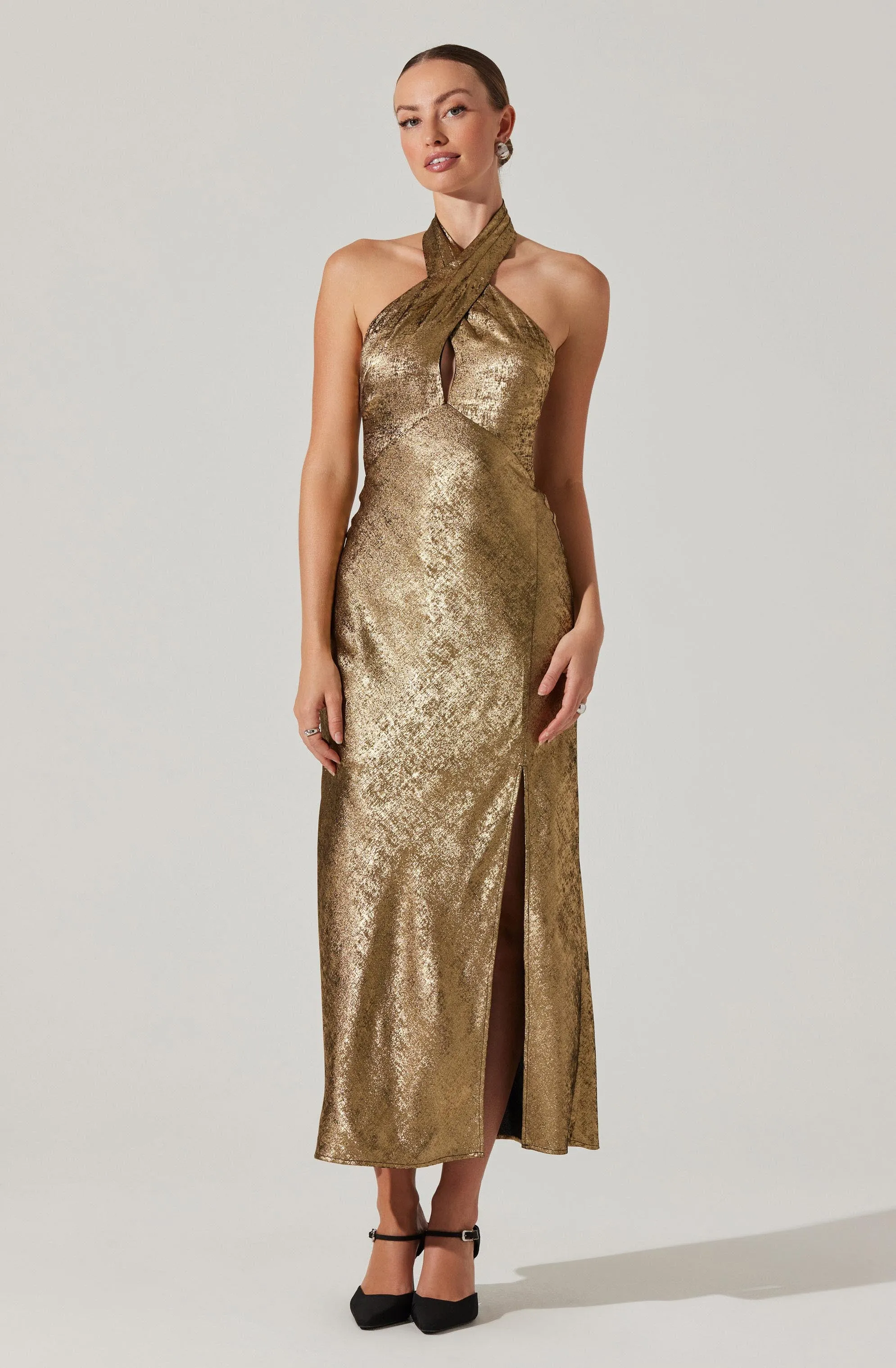 Marissa Metallic Halter Neck Midi Dress sold by Astr product image thumbnail 3