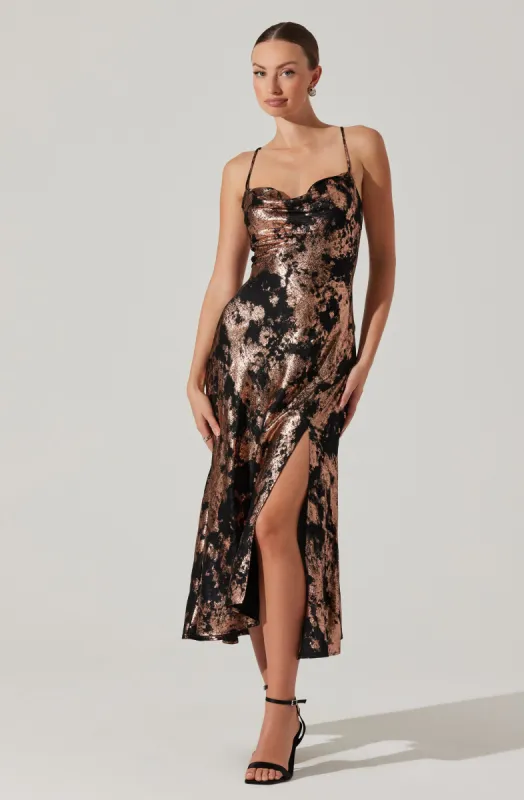 Gaia Metallic Midi Dress sold by Astr