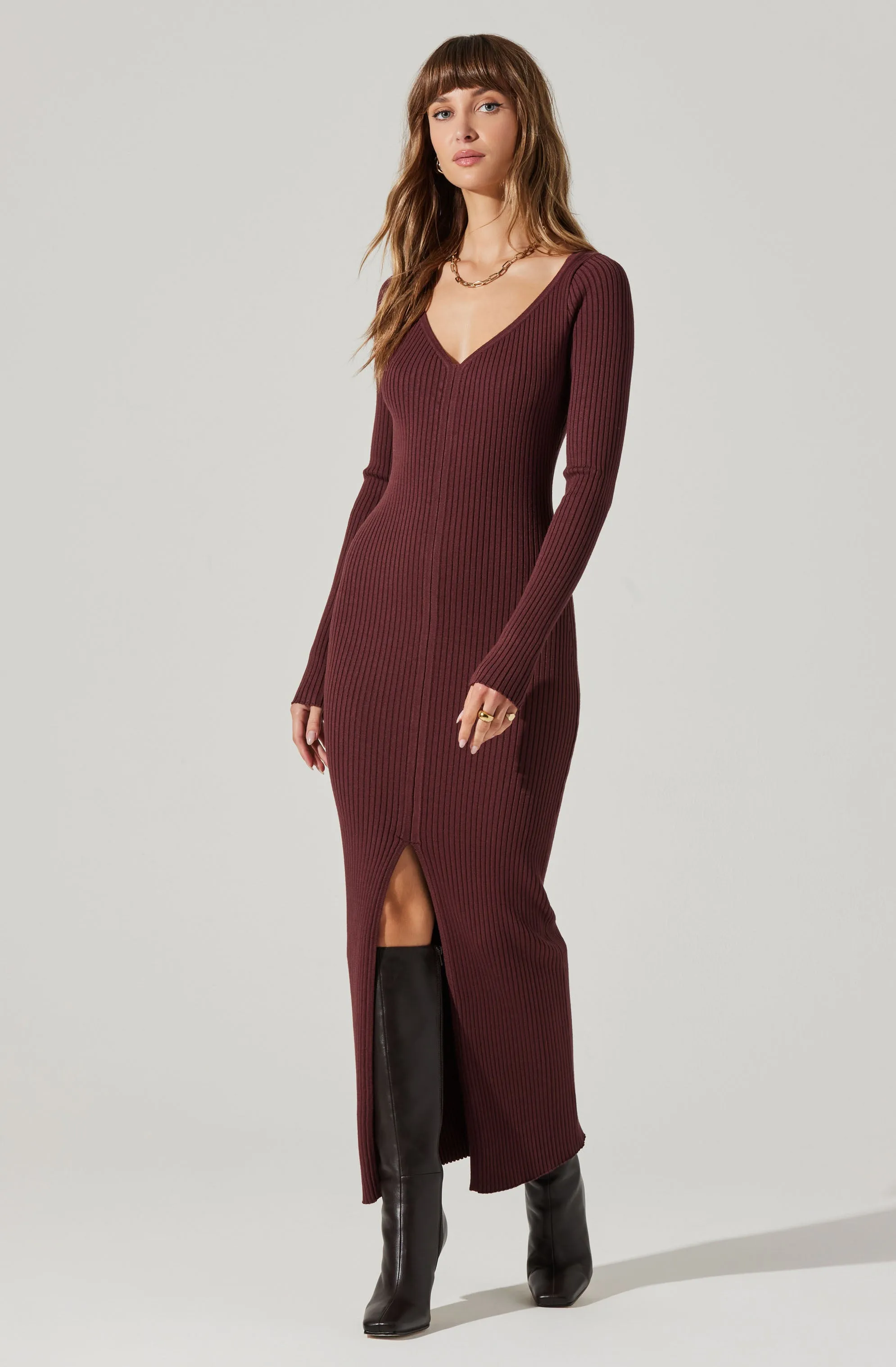 Glenda V-neck Maxi Sweater Dress sold by Astr product image thumbnail 3