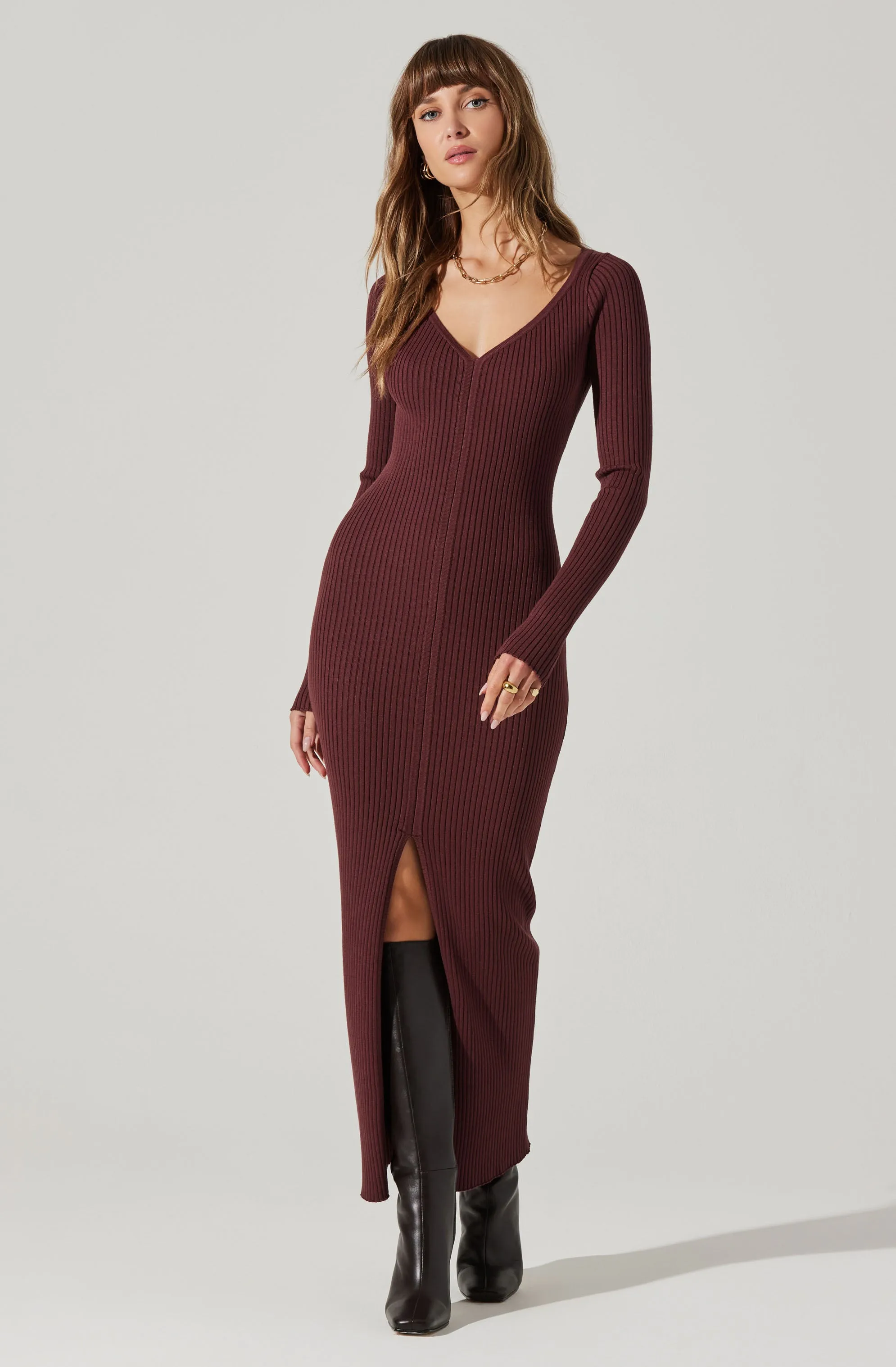 Glenda V-neck Maxi Sweater Dress sold by Astr