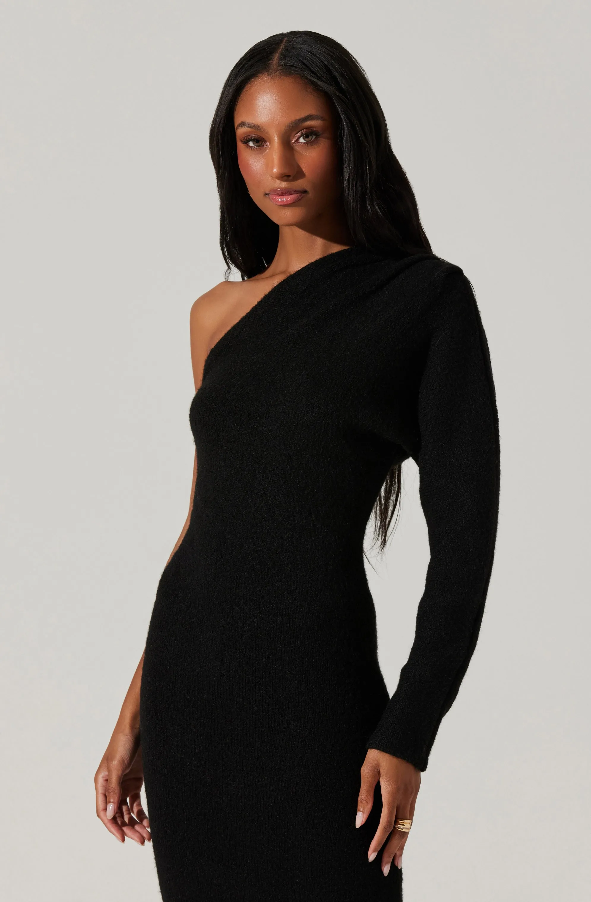 Finola One Shoulder Midi Sweater Dress sold by Astr product image thumbnail 2